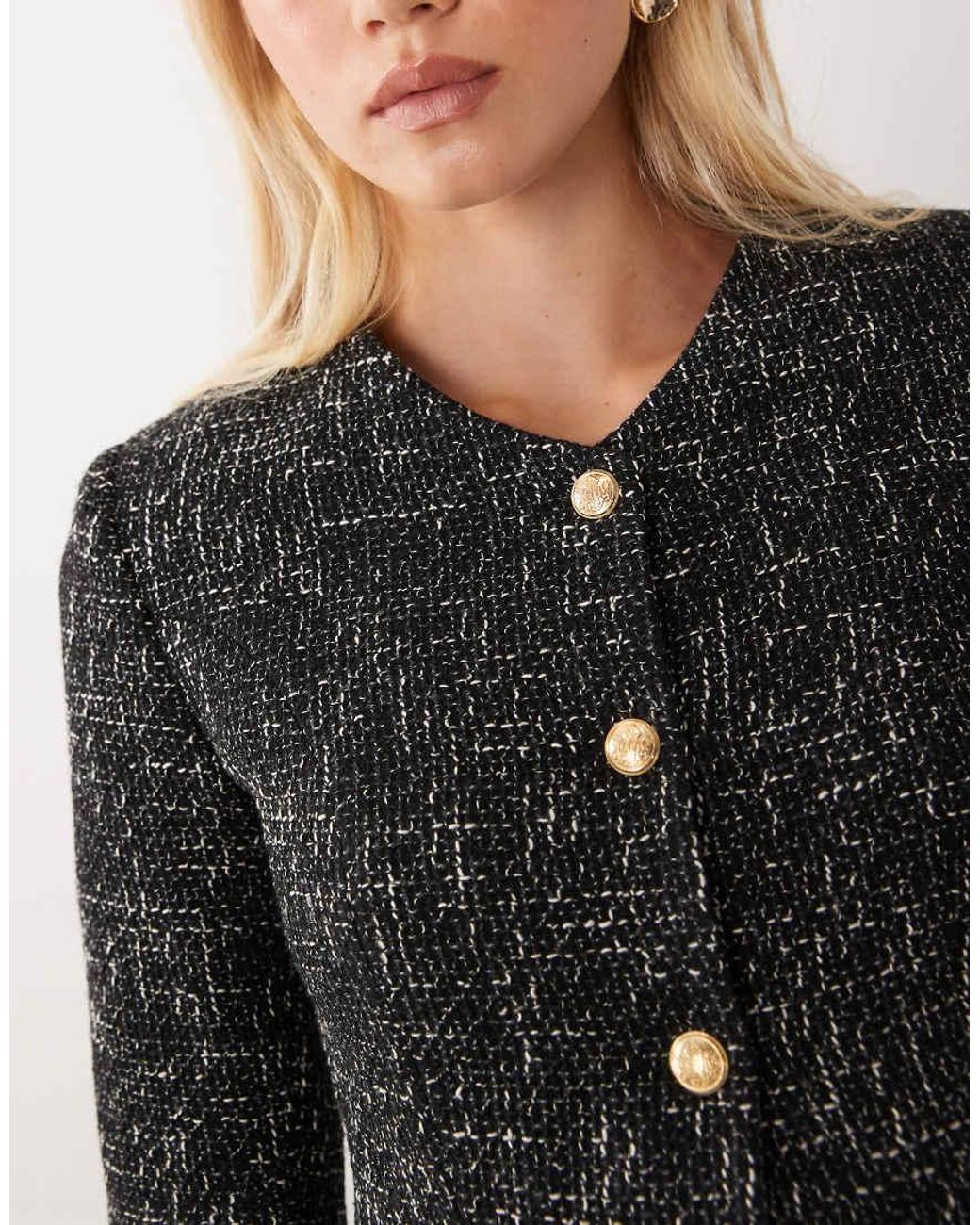 Miss Selfridge Black Cinched Peplum Blazer With Fluted Sleeves