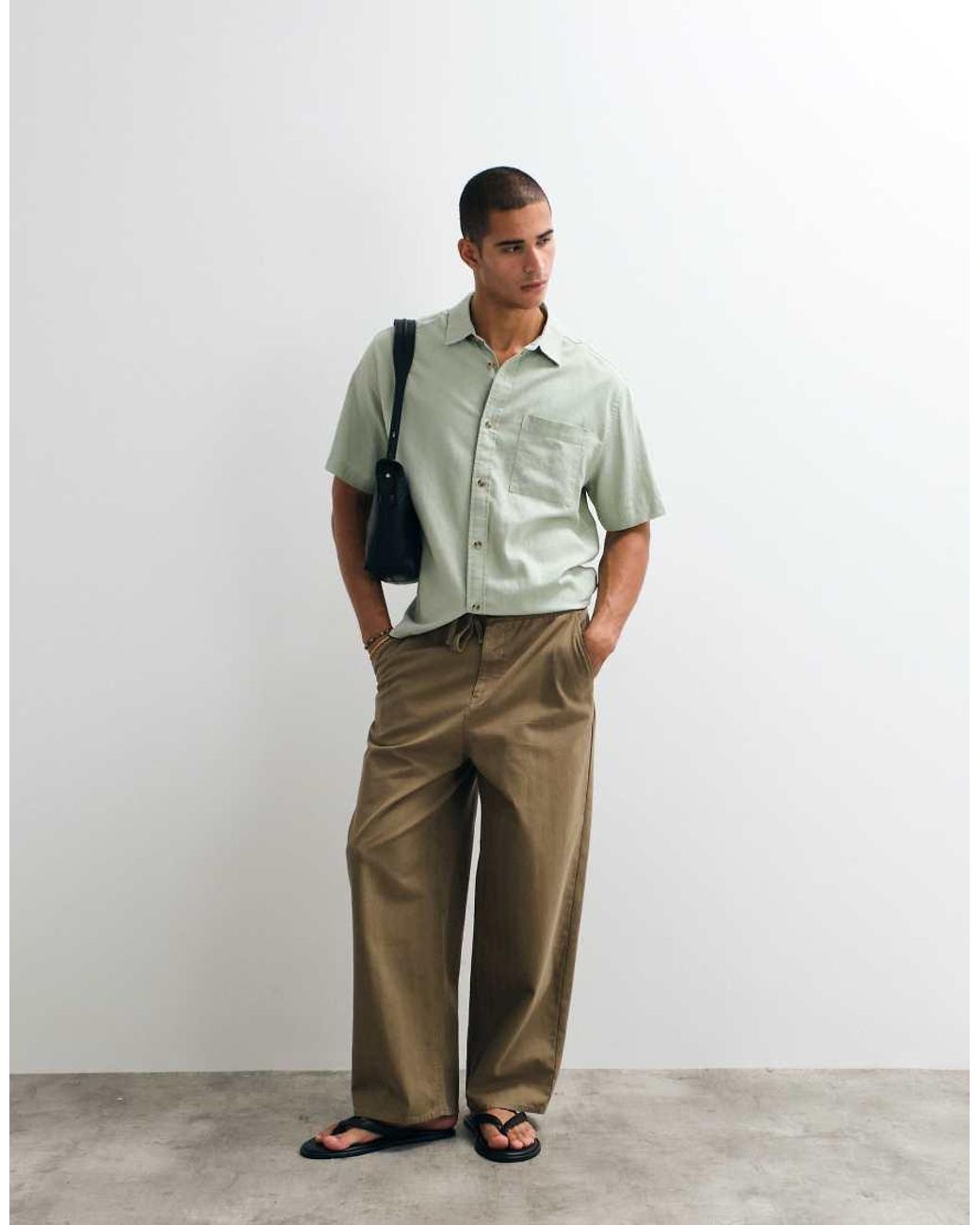 ASOS Green Relaxed Linen Blend Shirt for men