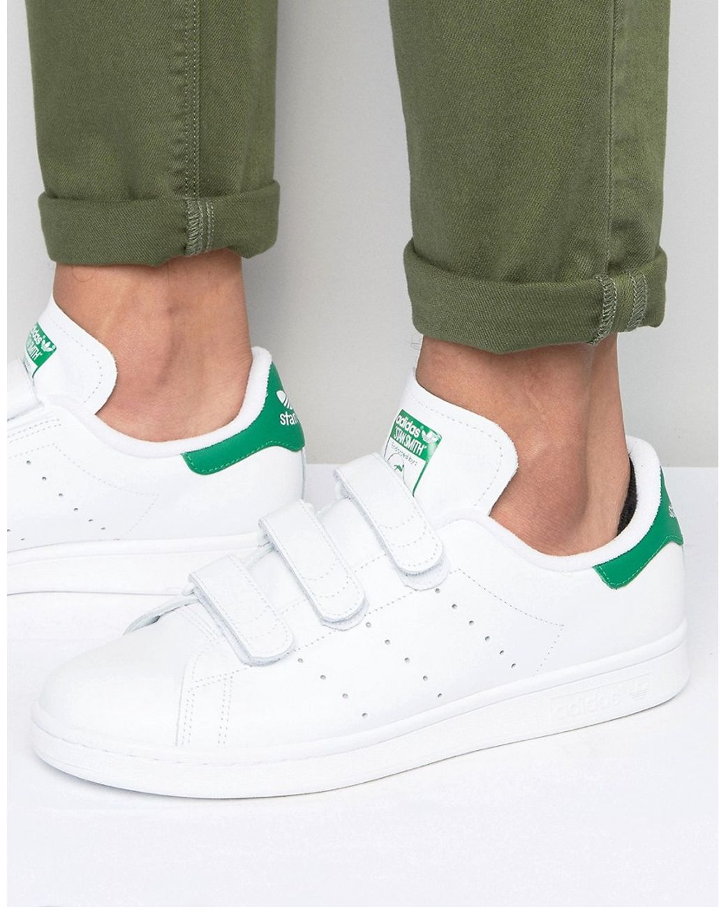 adidas Originals Stan Smith Velcro Trainers In White S75187 for Men | Lyst
