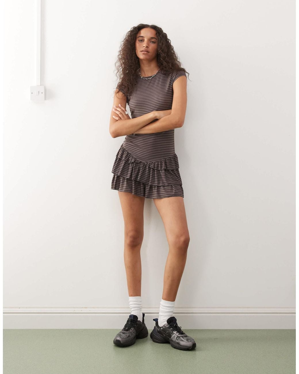 Collusion Natural Ruffle Mini Dress