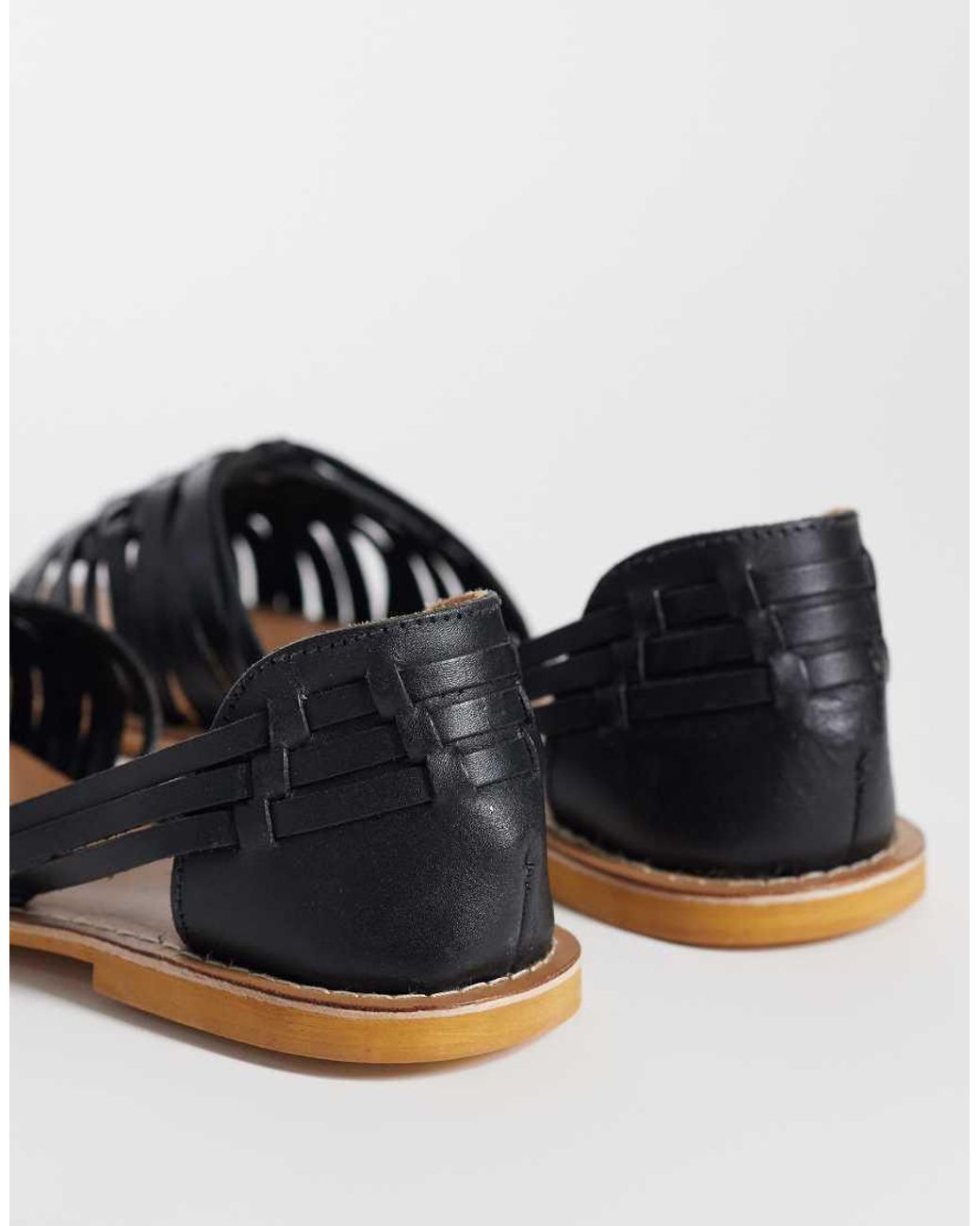 ASOS Blue Fray Leather Woven Flat Sandals