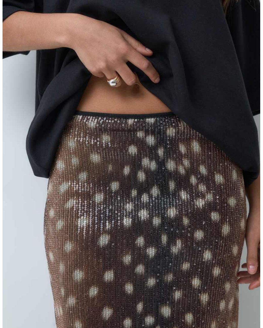 ASOS Blue Sequin Midi Skirt