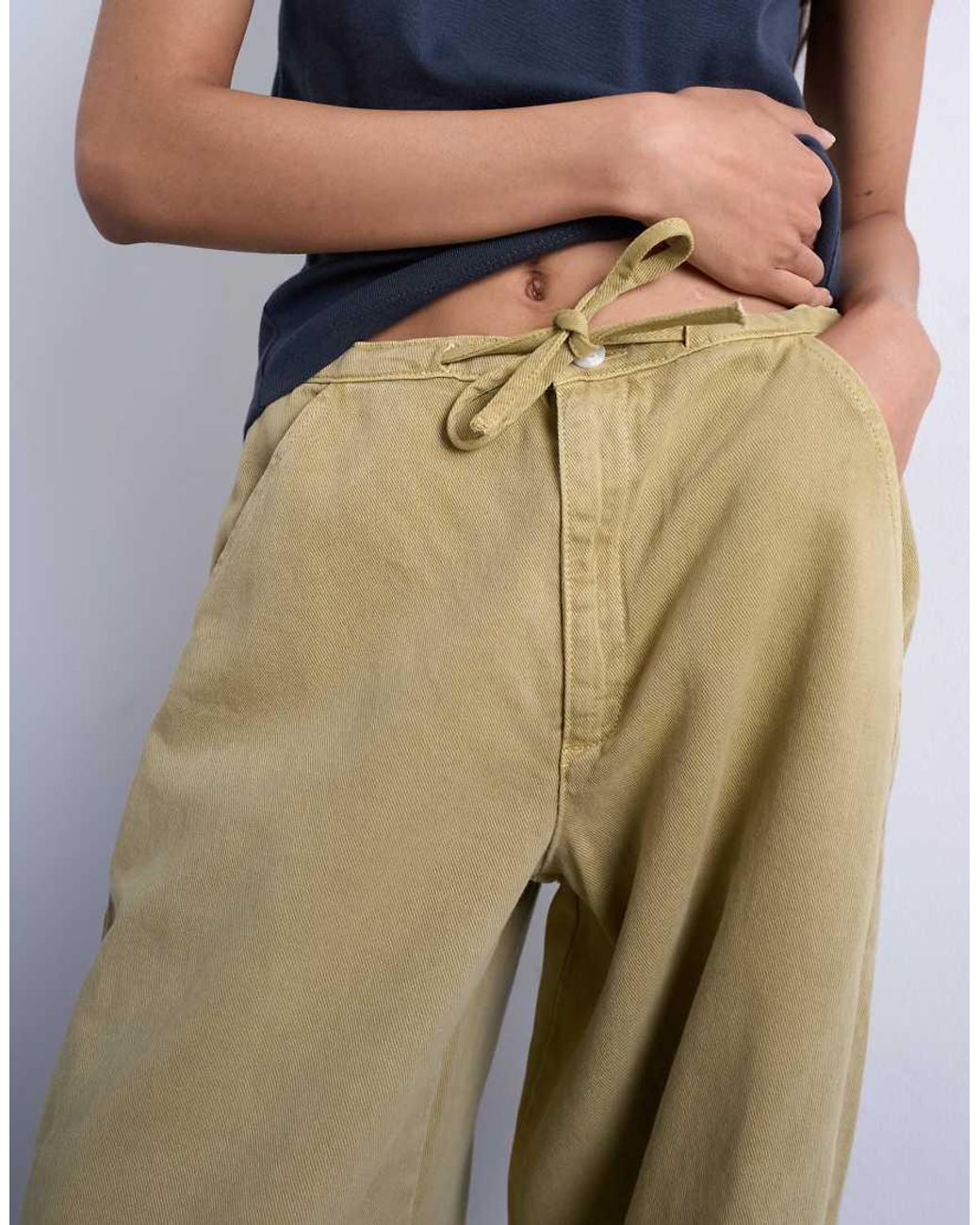 TOPSHOP Blue Drawstring Waist Balloon Trousers