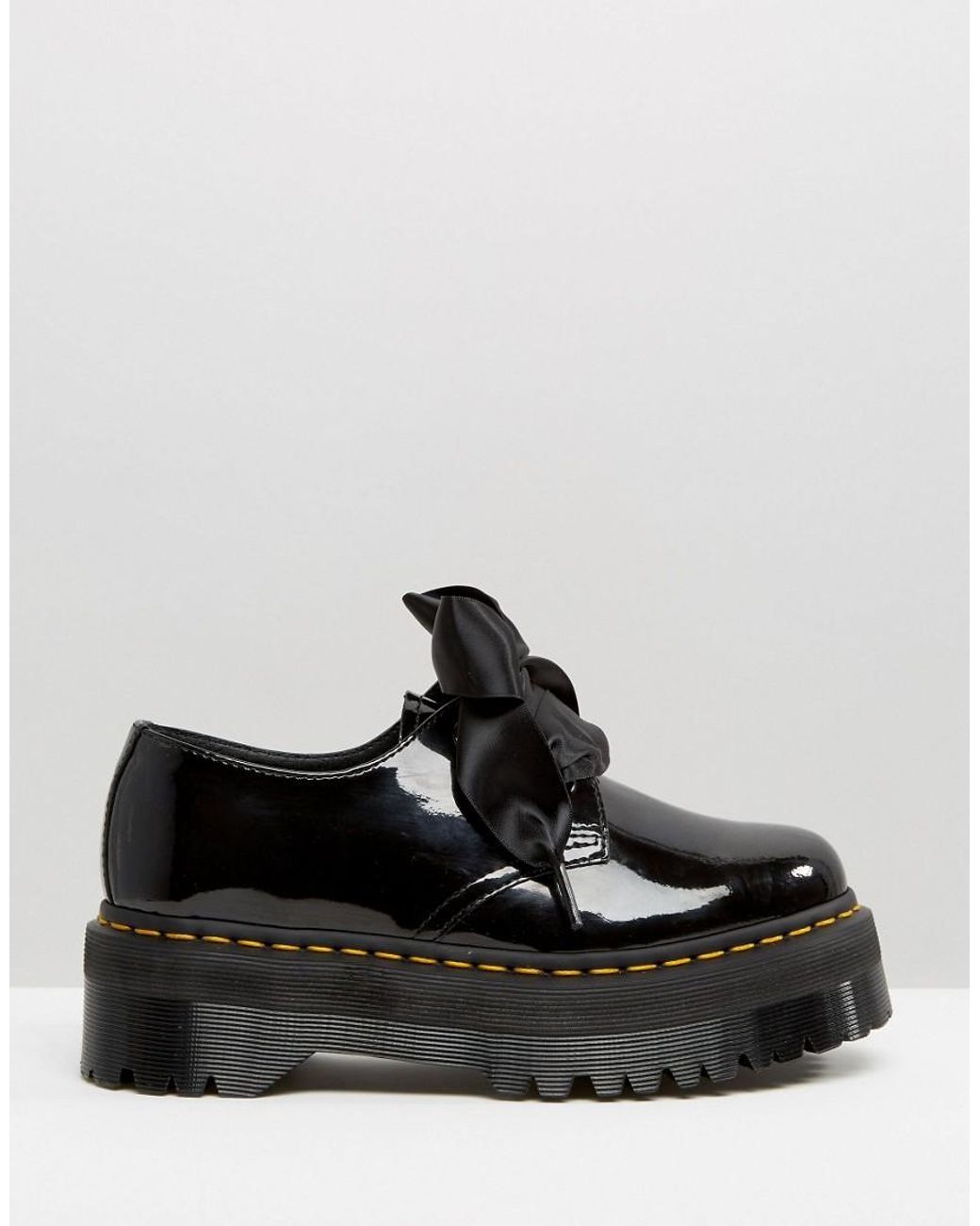 Dr. Martens Holly Ribbon Flatform Shoes - Black Patent Lamper | Lyst