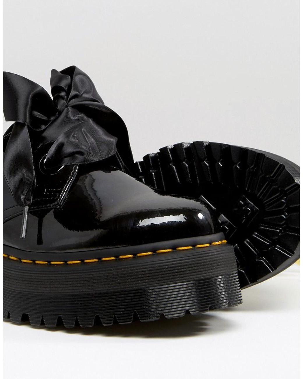 Dr. Martens Holly Ribbon Flatform Shoes - Black Patent Lamper | Lyst