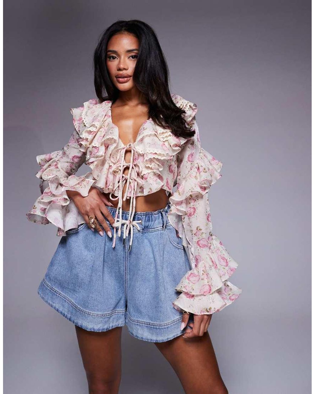 ASOS Blue High Waist Flippy Short With Heart Pocket