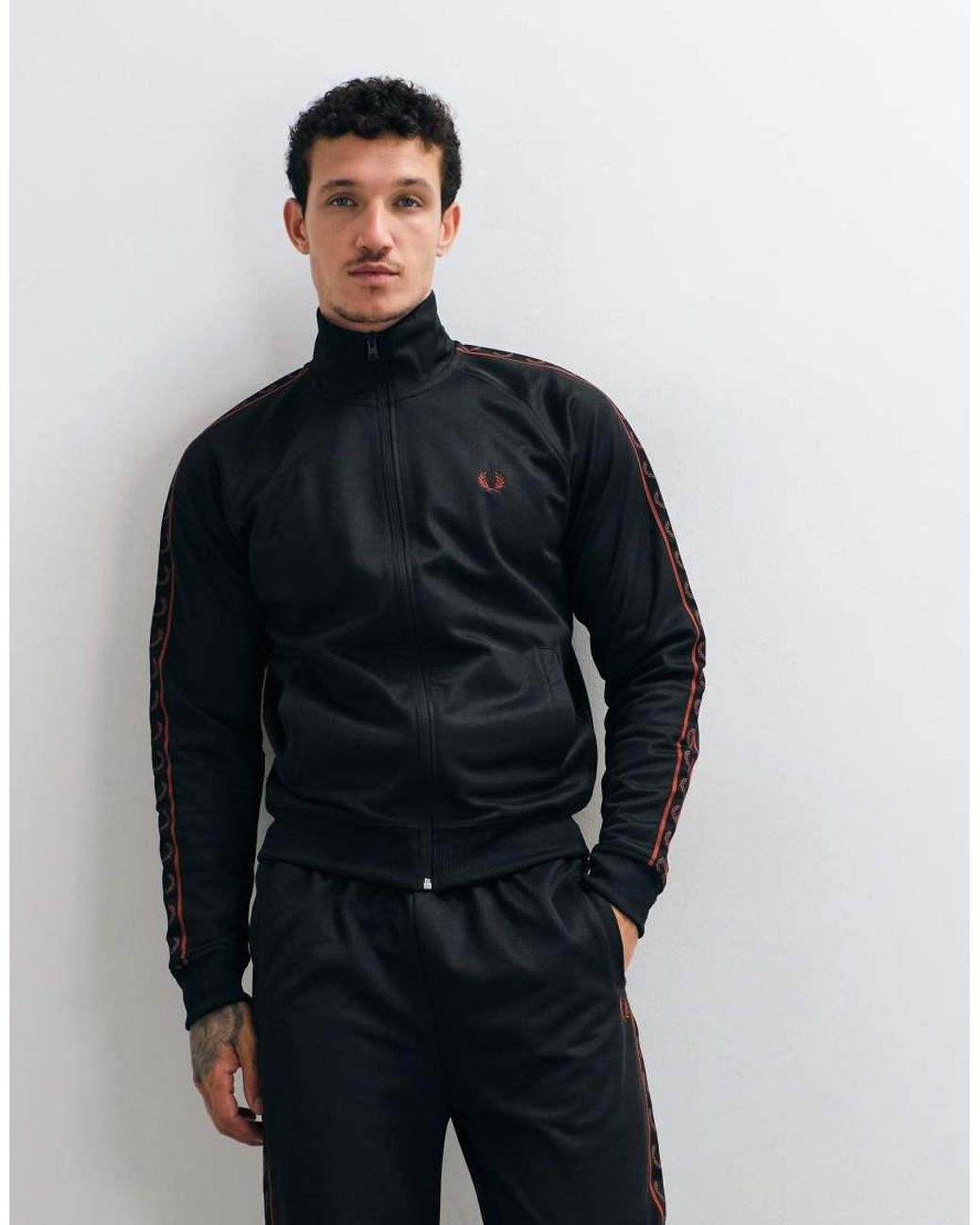 Fred Perry Blue Contrast Tape Co-ord Track Jacket for men