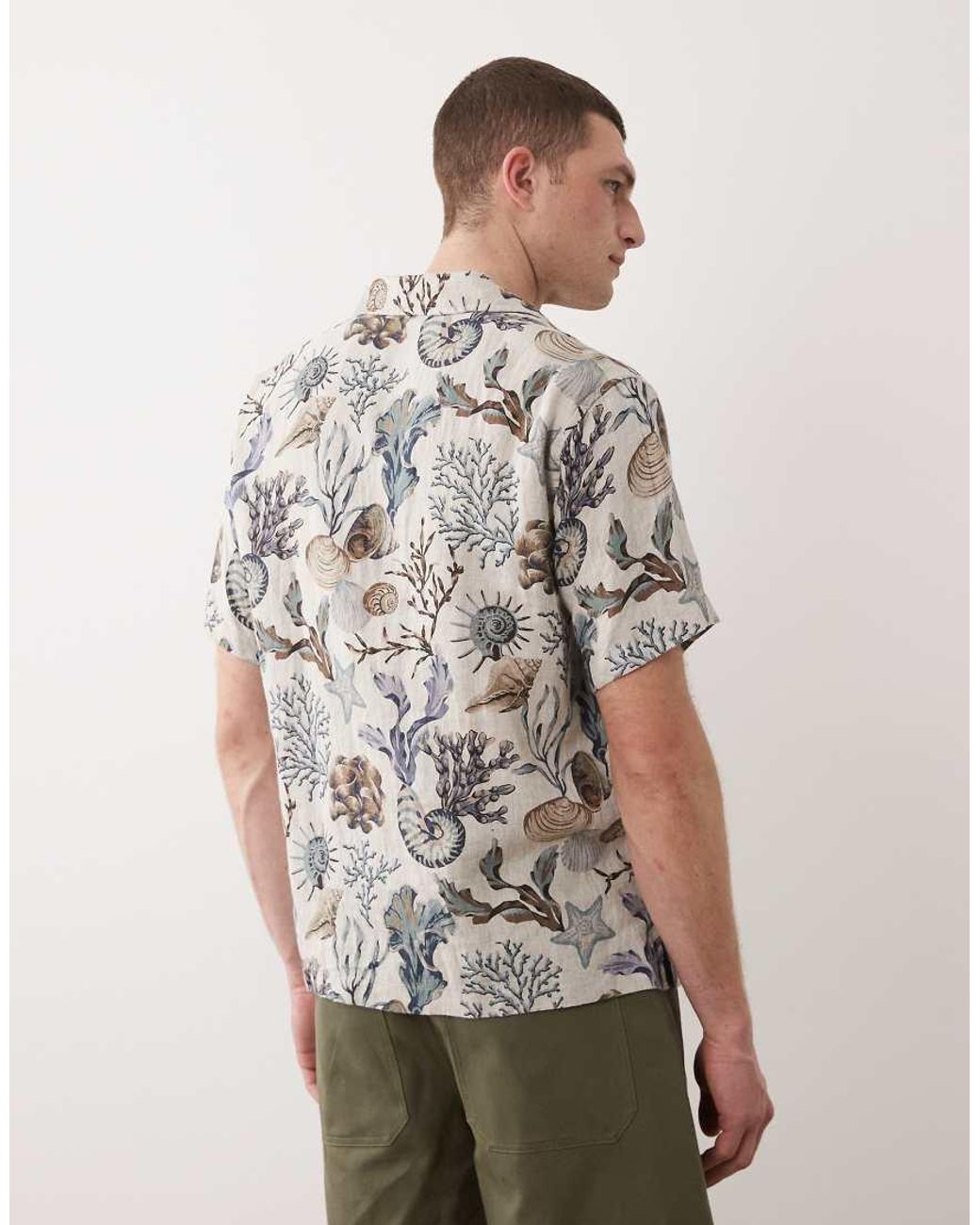 Gant Gray Printed Open Collar Shirt for men