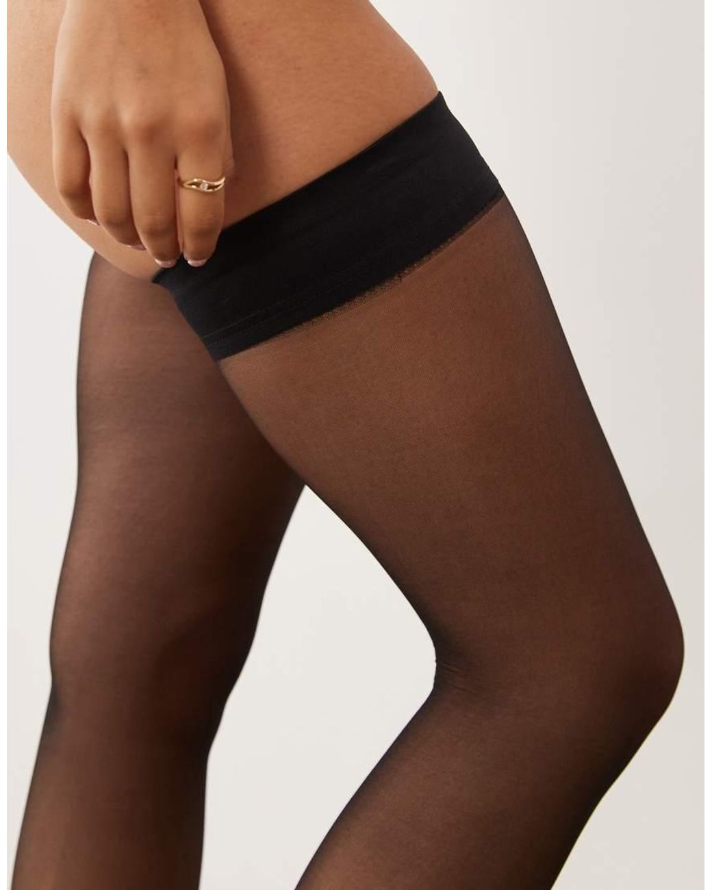 Ann Summers Black 2 Pack Plain Top Hold Ups