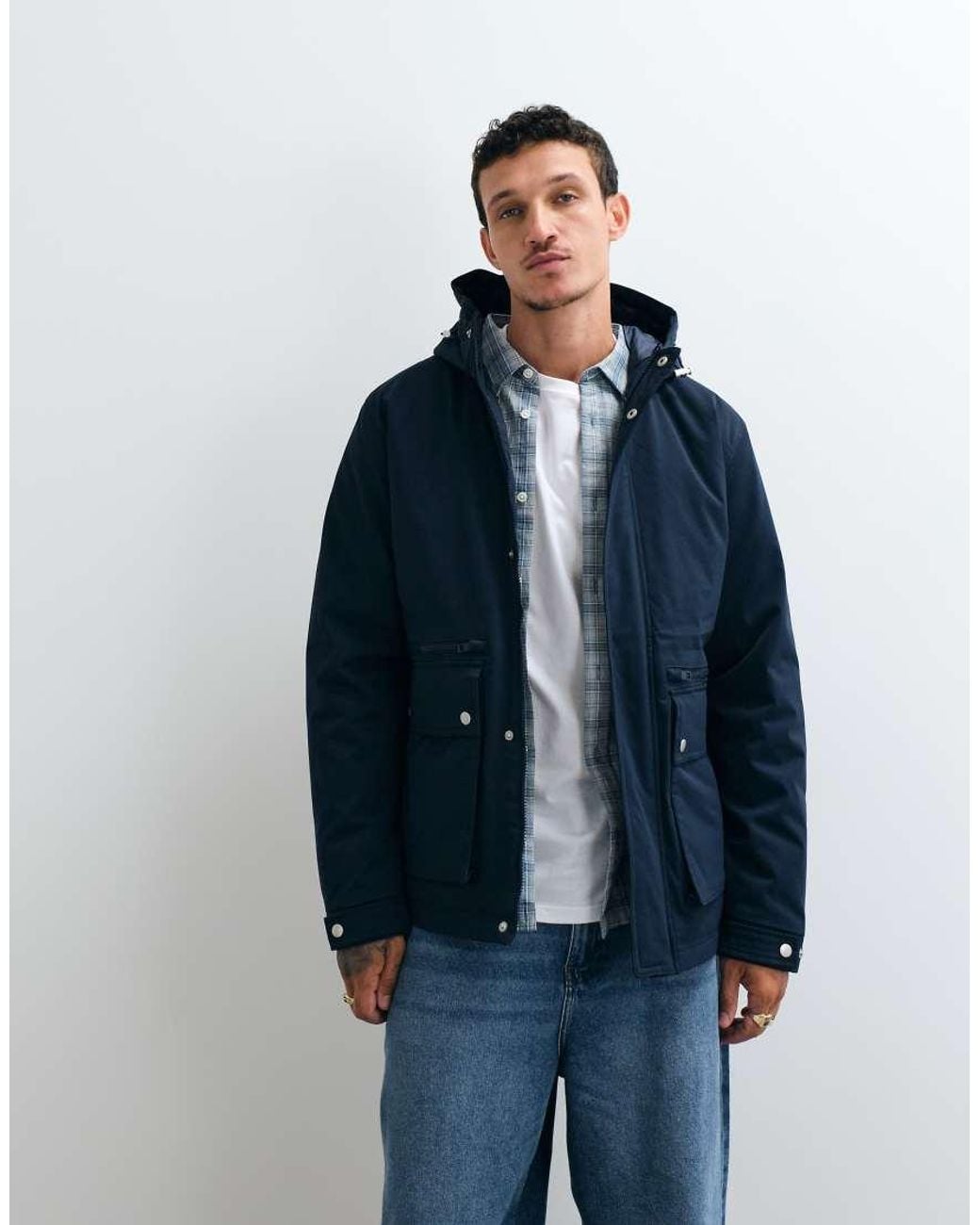 Jack & Jones Blue Hooded Parka Jacket for men
