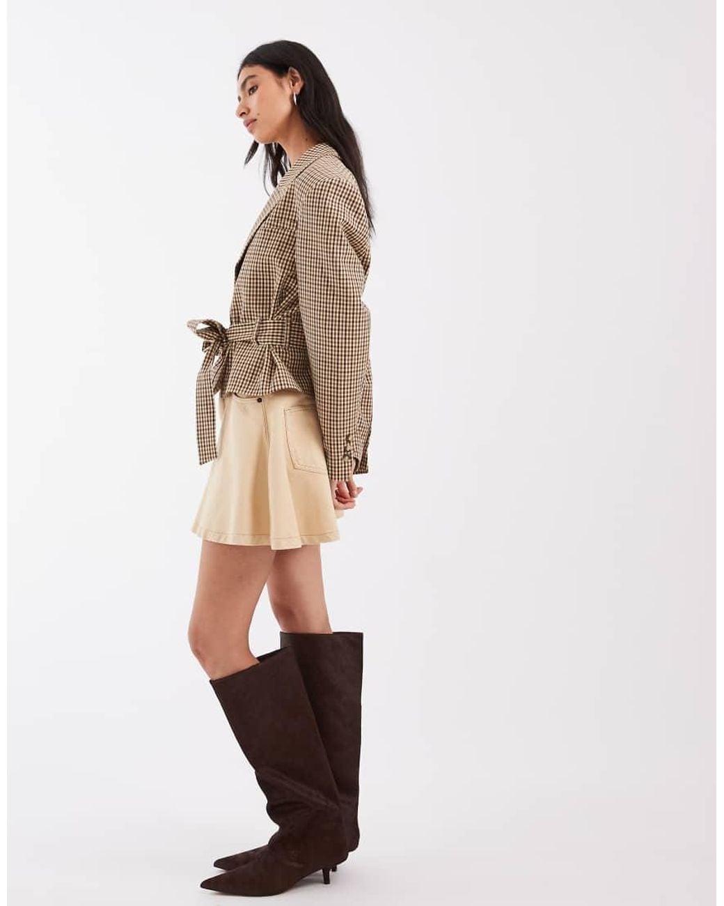 ASOS Natural Boxy Fit Belted Cropped Jacket