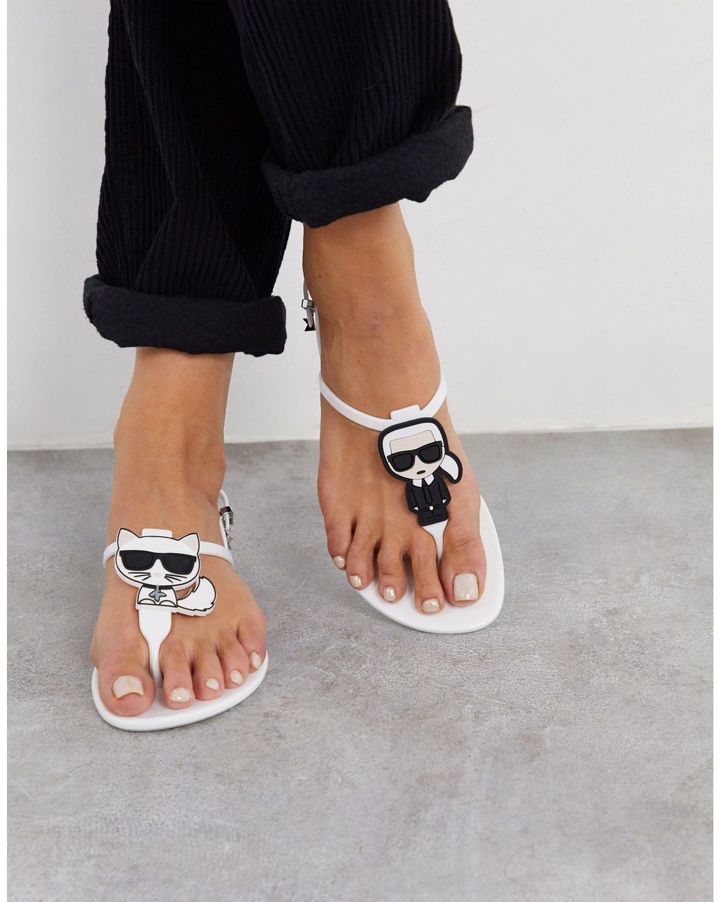 Chaussures Designer Femme Mules Karl Lagerfeld Kondo II - Blanc, Fabriqué En Italie Chaussures Luxe Italiennes