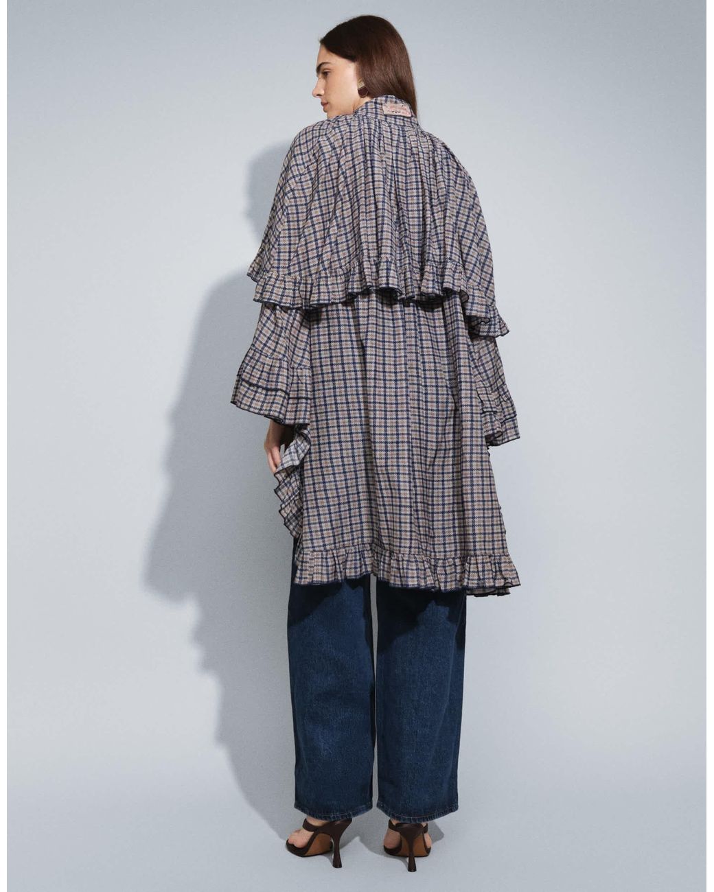 Muse Assembly Gray Selena Boho Ruffle Blouse