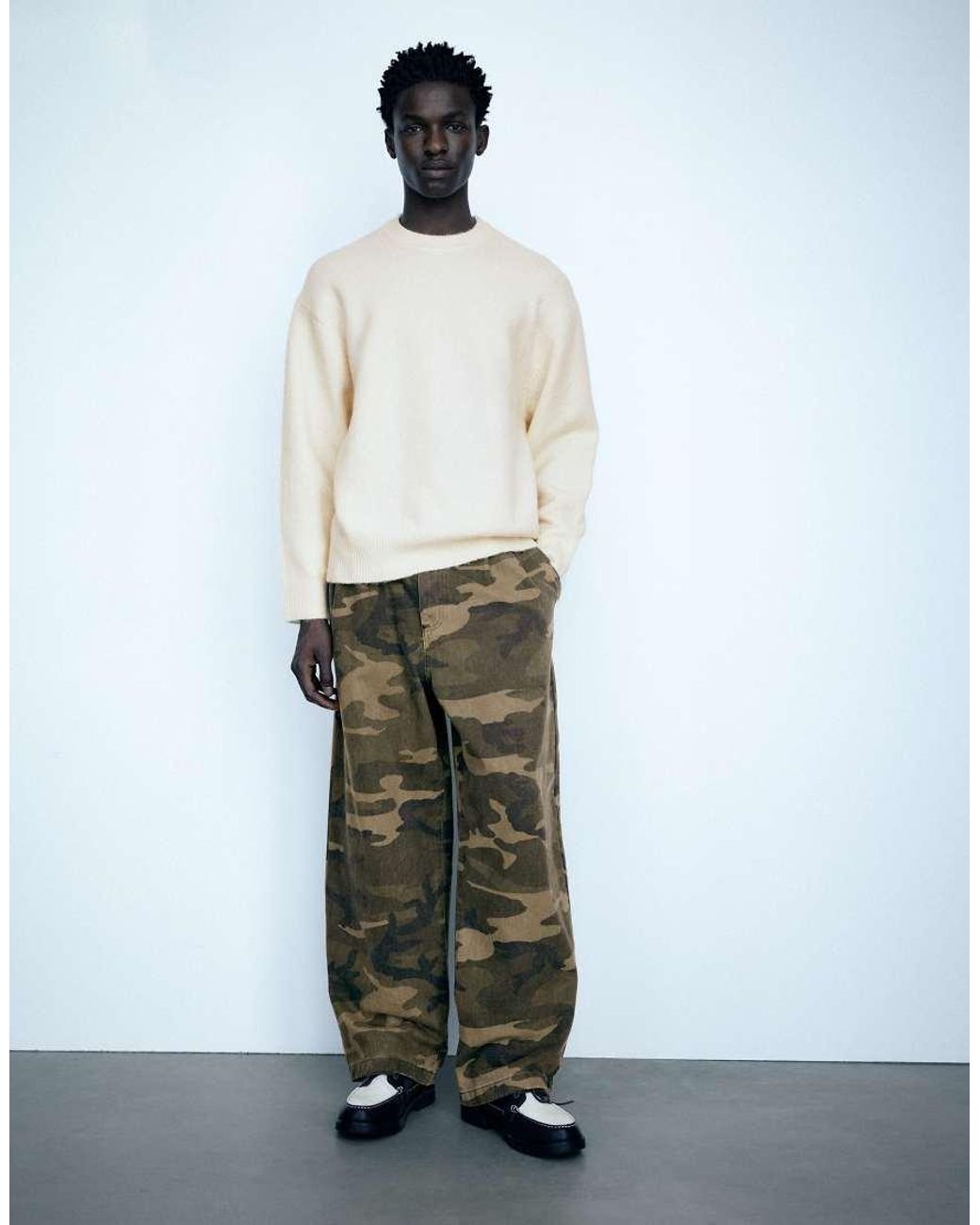 Basic Maglione Girocollo di Pull&Bear in White da Uomo