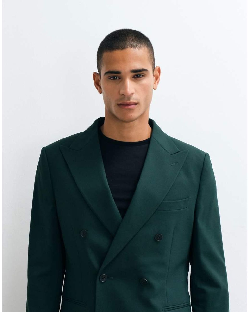 ASOS Green Regular Double Breasted Suit Blazer for men