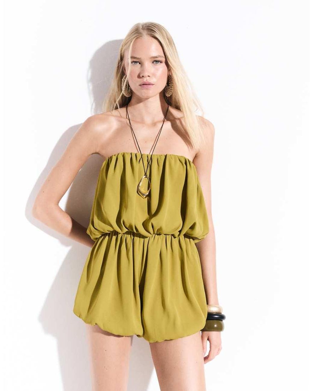 ASOS Green Satin Bubble Playsuit