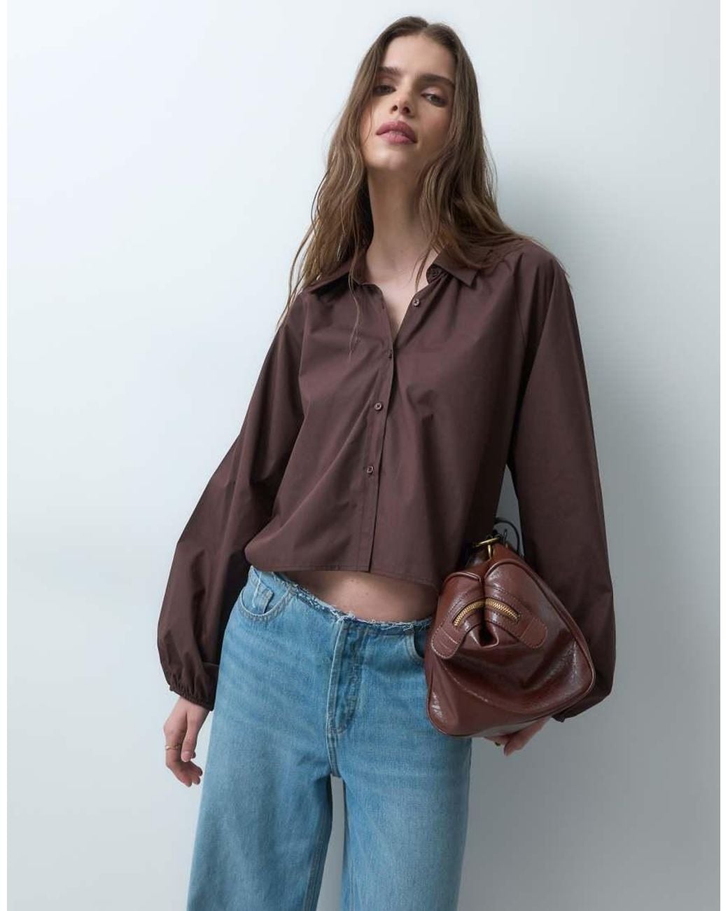 ASOS Blue Oversized High Low Hem Raglan Sleeve Shirt