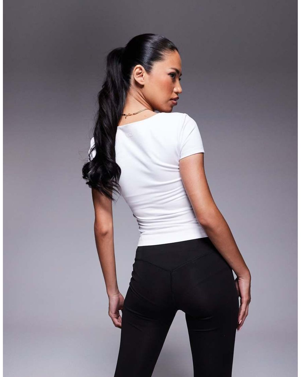 4505 White Icon V Neck Performance Baby T-shirt With Inner Bra