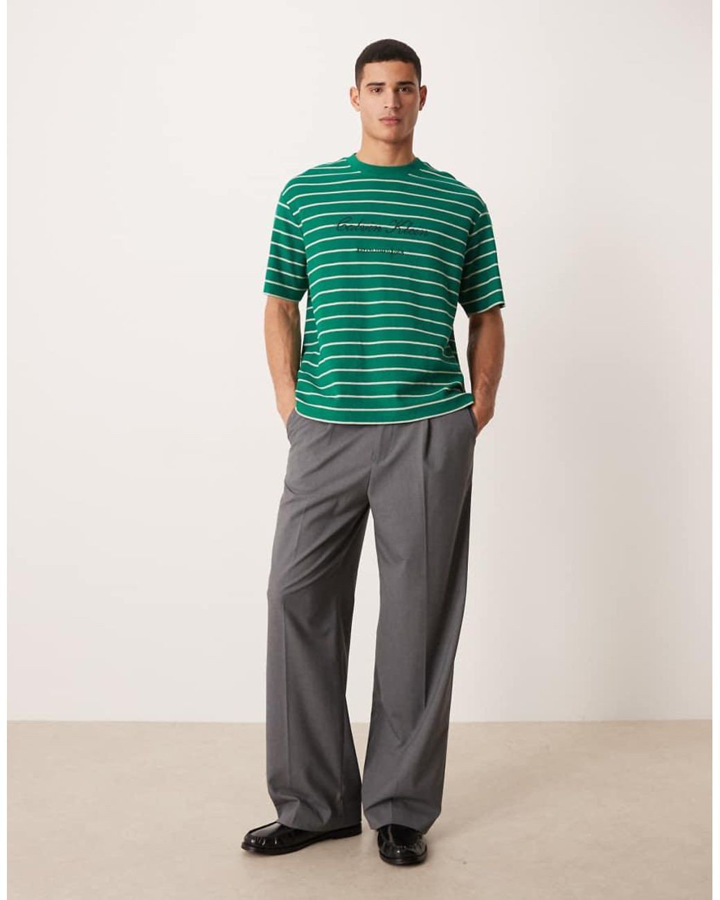 Calvin Klein Green Relaxed Fit Pique T-Shirt for men