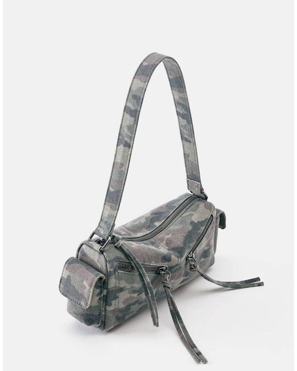 Pull&Bear Gray Printed -pocket Shoulder Bag