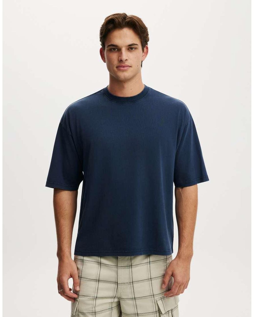 Cotton On Blue Cropped Fit T-Shirt for men