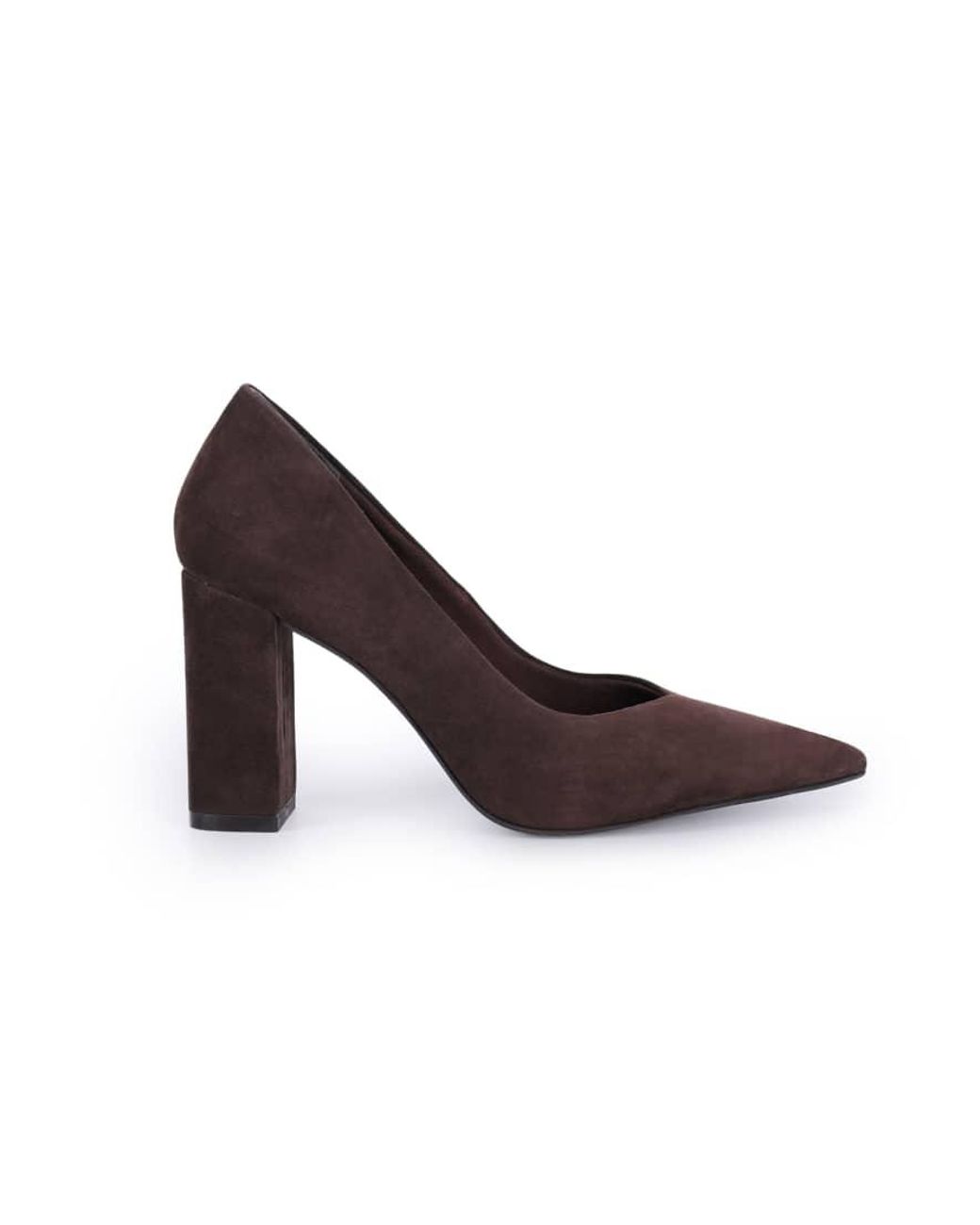 OFF THE HOOK White Brandy Suede Leather Pointed Toe Block Heel Pumps