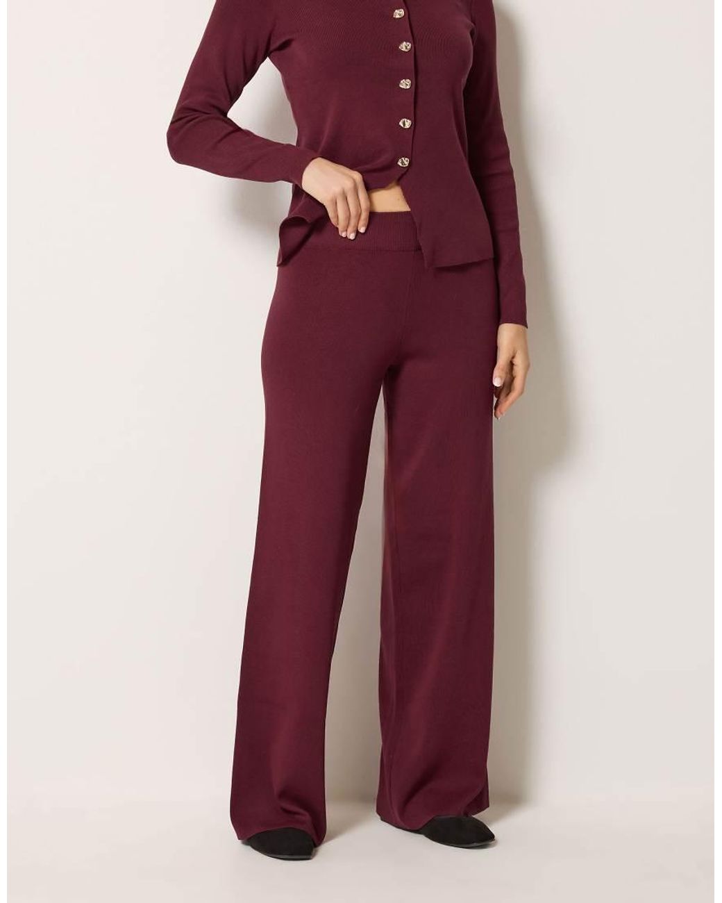 Long Tall Sally Purple Knitted Wide Leg Trousers
