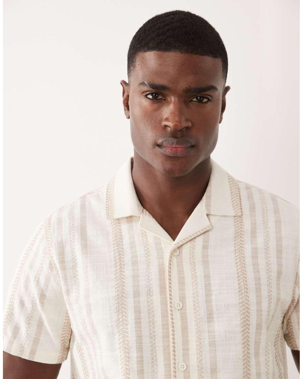 Threadbare Natural Cotton Short Sleeve Textured Shirt for men