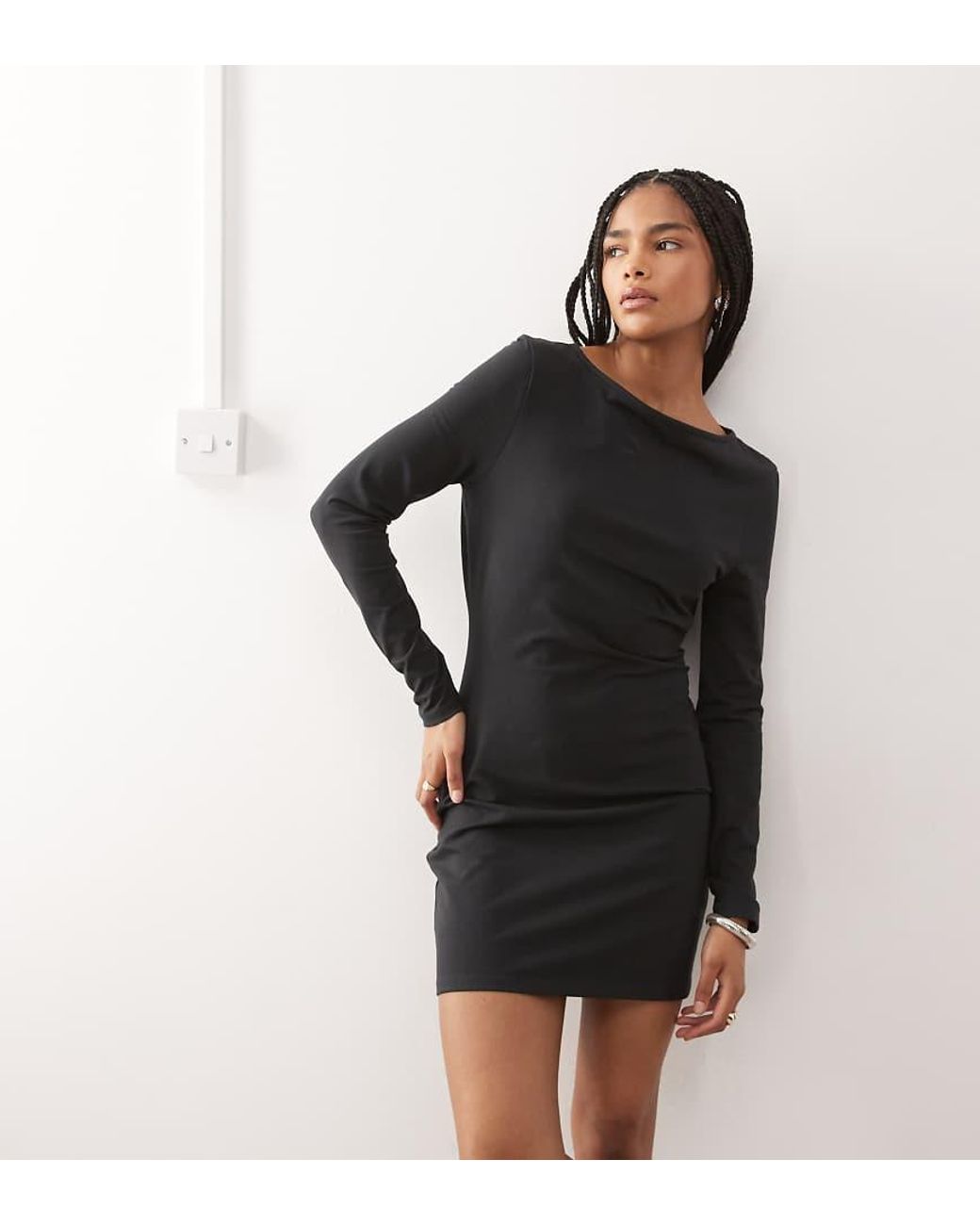 Collusion Black 90s Mini Long Sleeve Dress