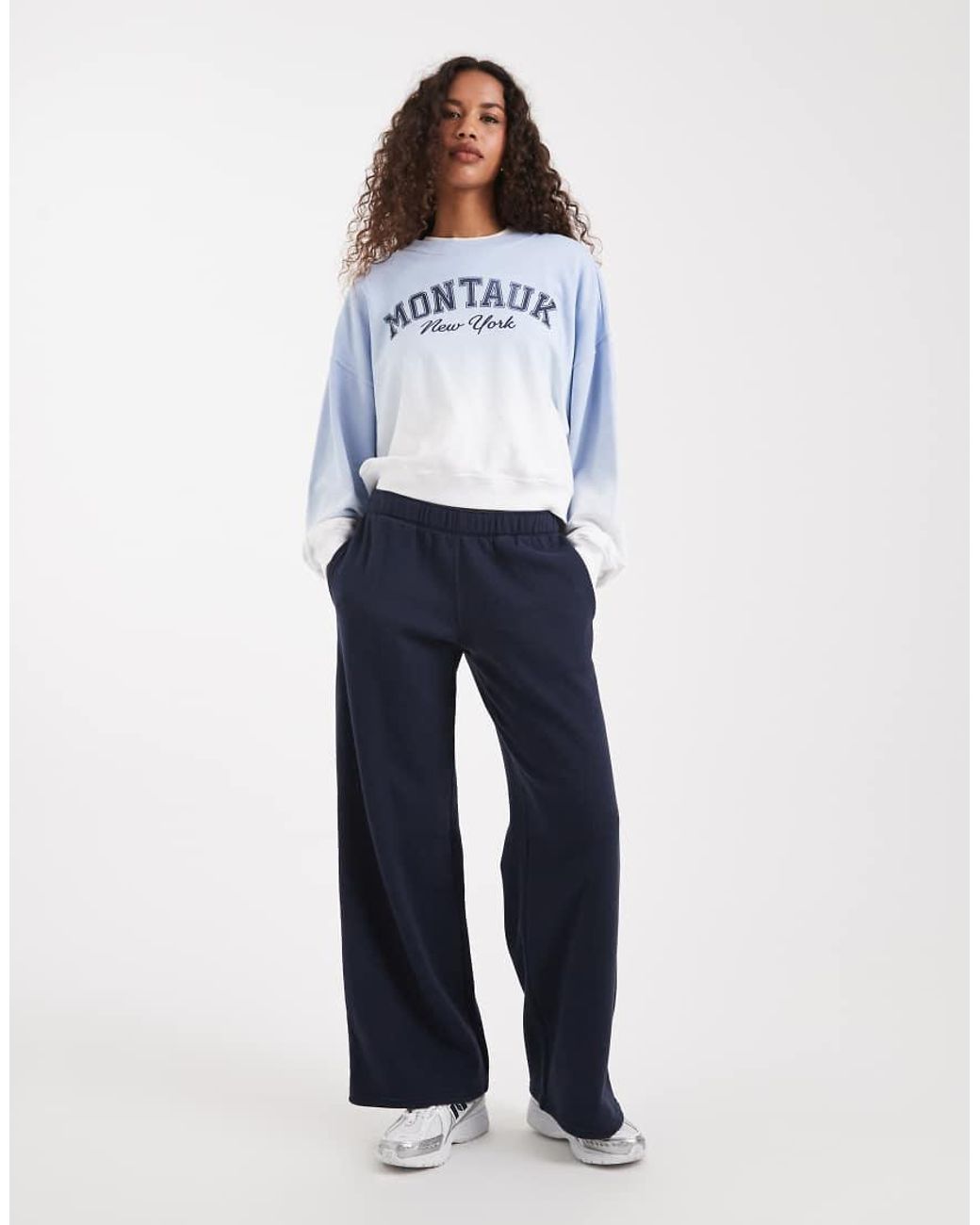 Hollister Blue Wide Leg joggers With Heart Pocket Detail