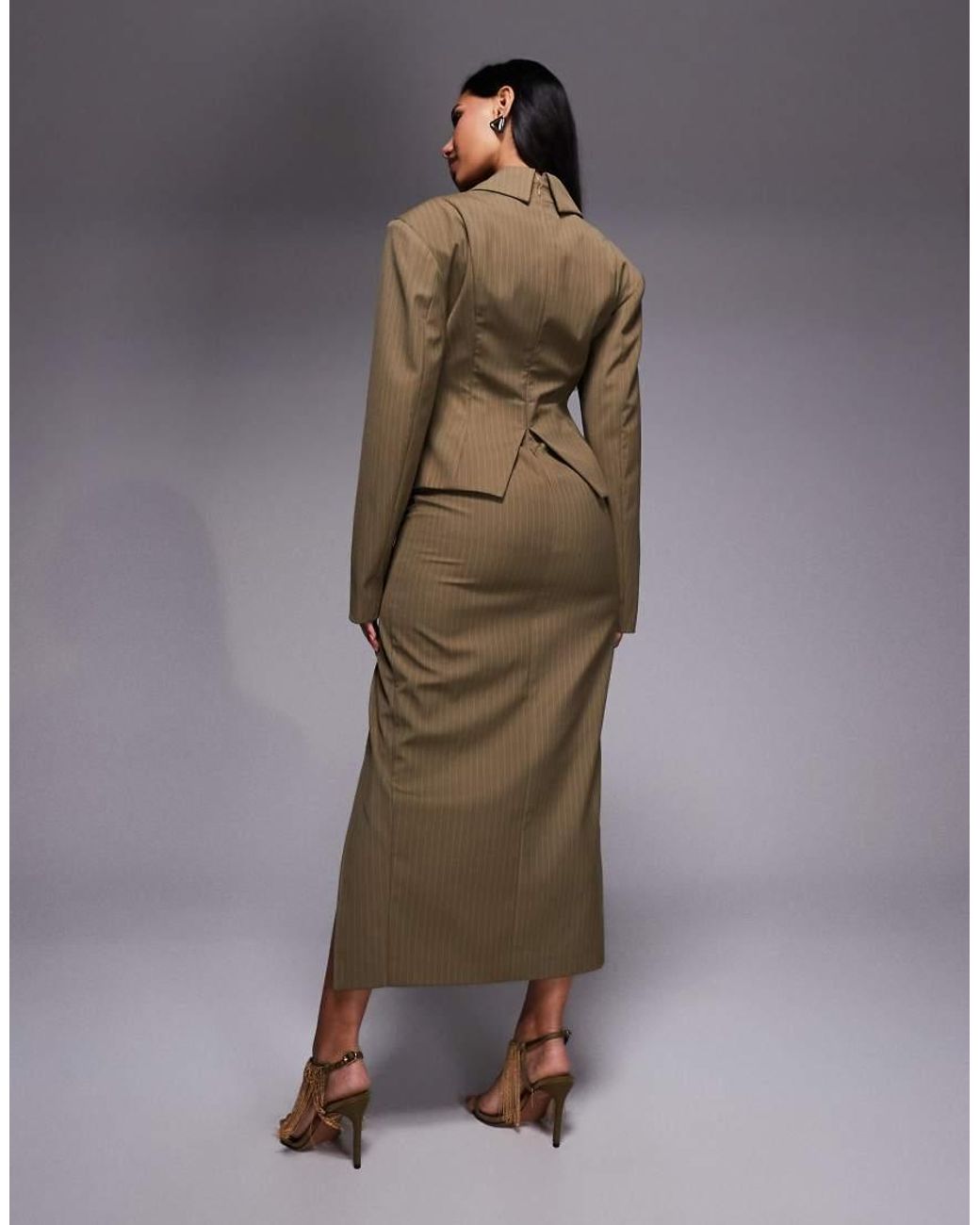 ASOS Brown Cinched Blazer Midi Dress