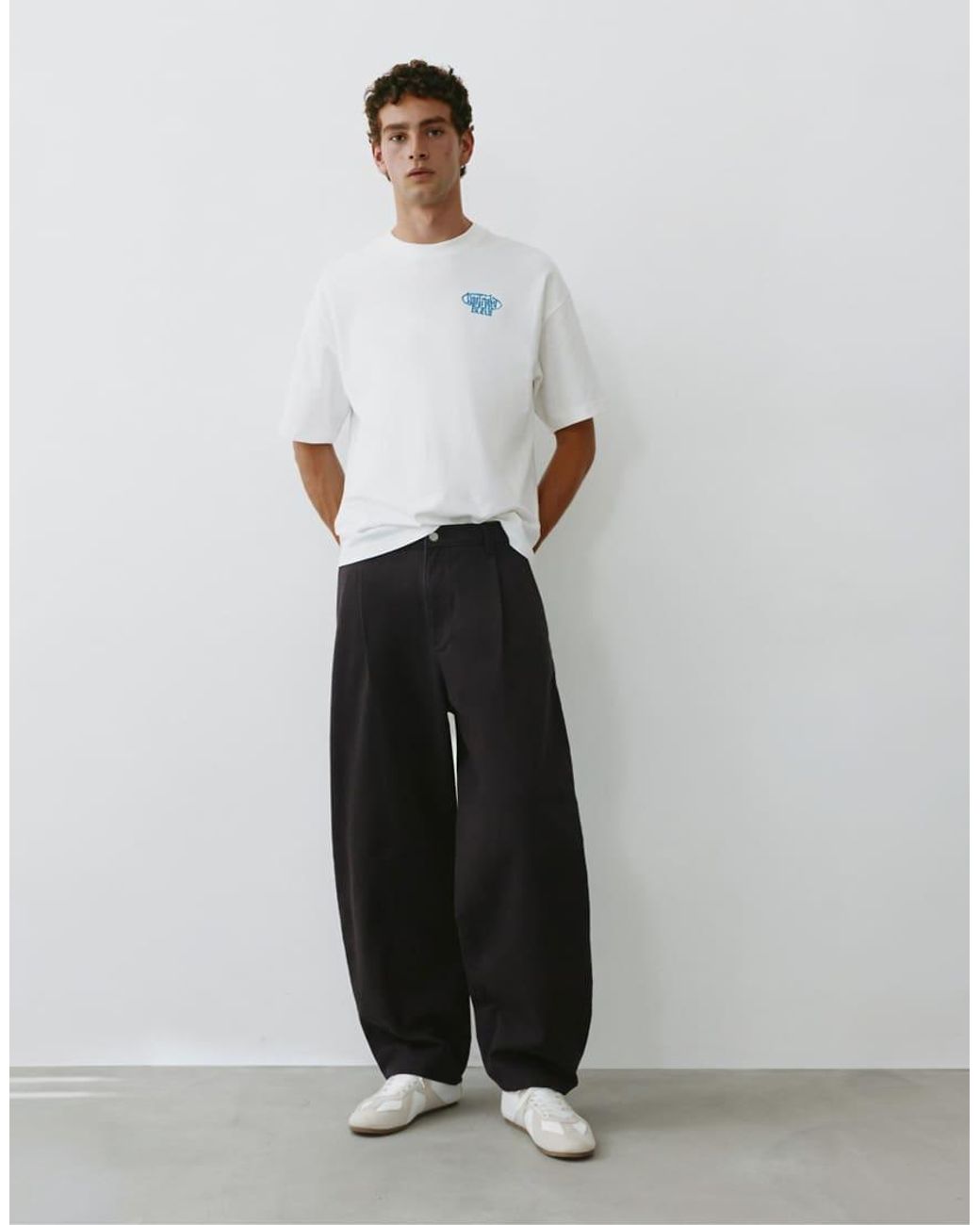 Pull&Bear White Darted baggy Trousers for men