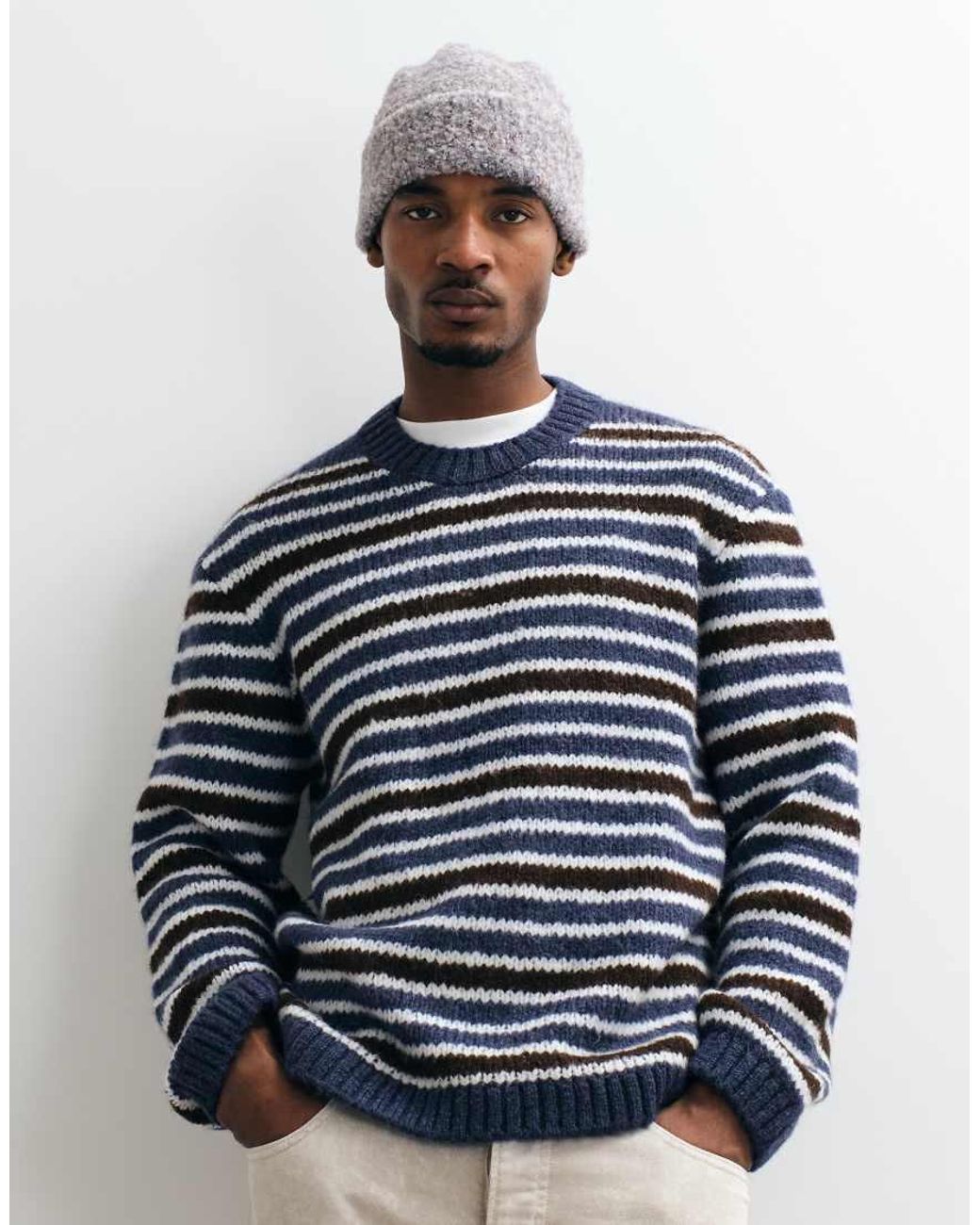 Jack & Jones Blue Oversized Knit Jumper for men
