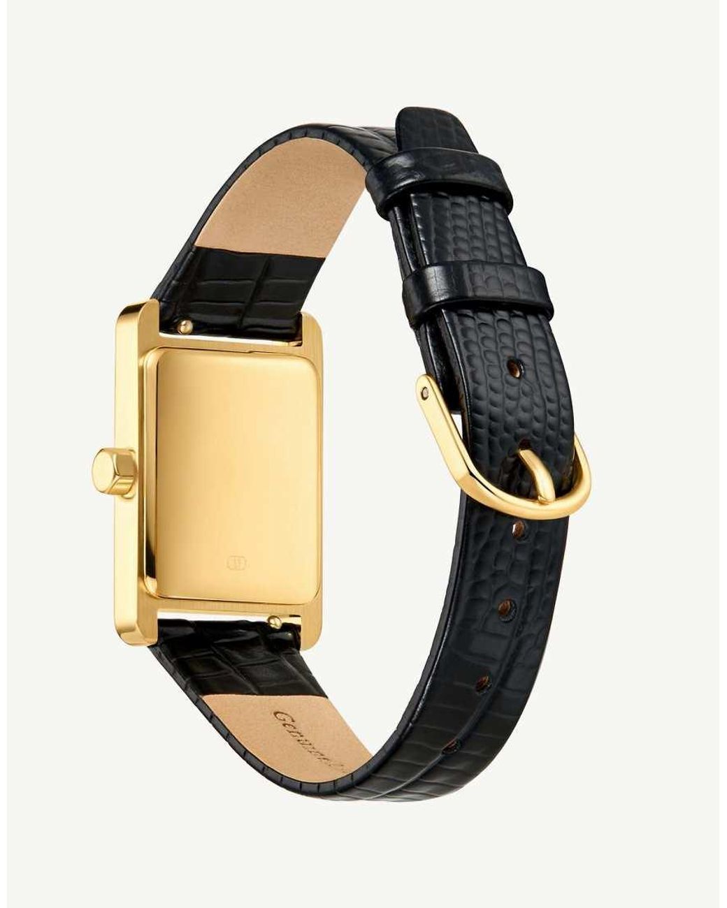 D.Louise White Waterproof Tarnish-Free Classic Leather Rectangle Watch