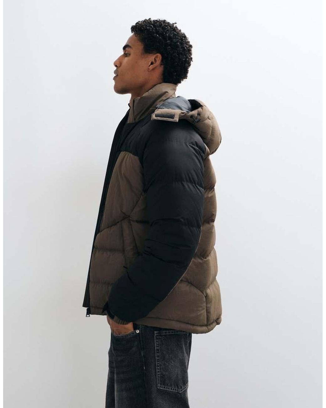 Brave Soul Blue Puffer Coat With Detachable Hood for men
