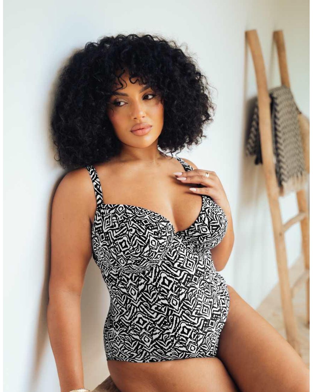 Curvy Kate Black Wild Horizon Padded Plunge Swimsuit
