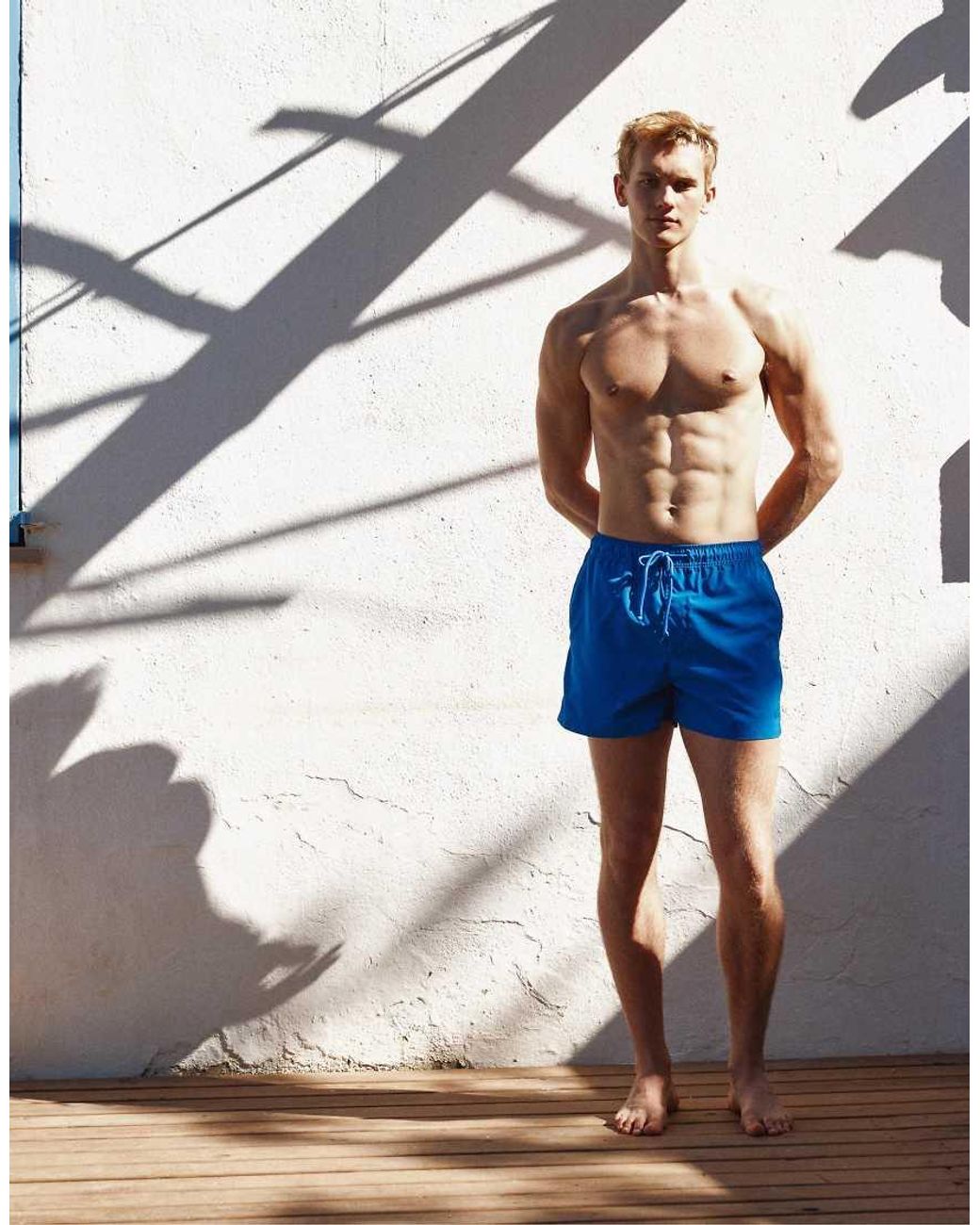 Pull&Bear Blue Basic Swimming Trunks for men