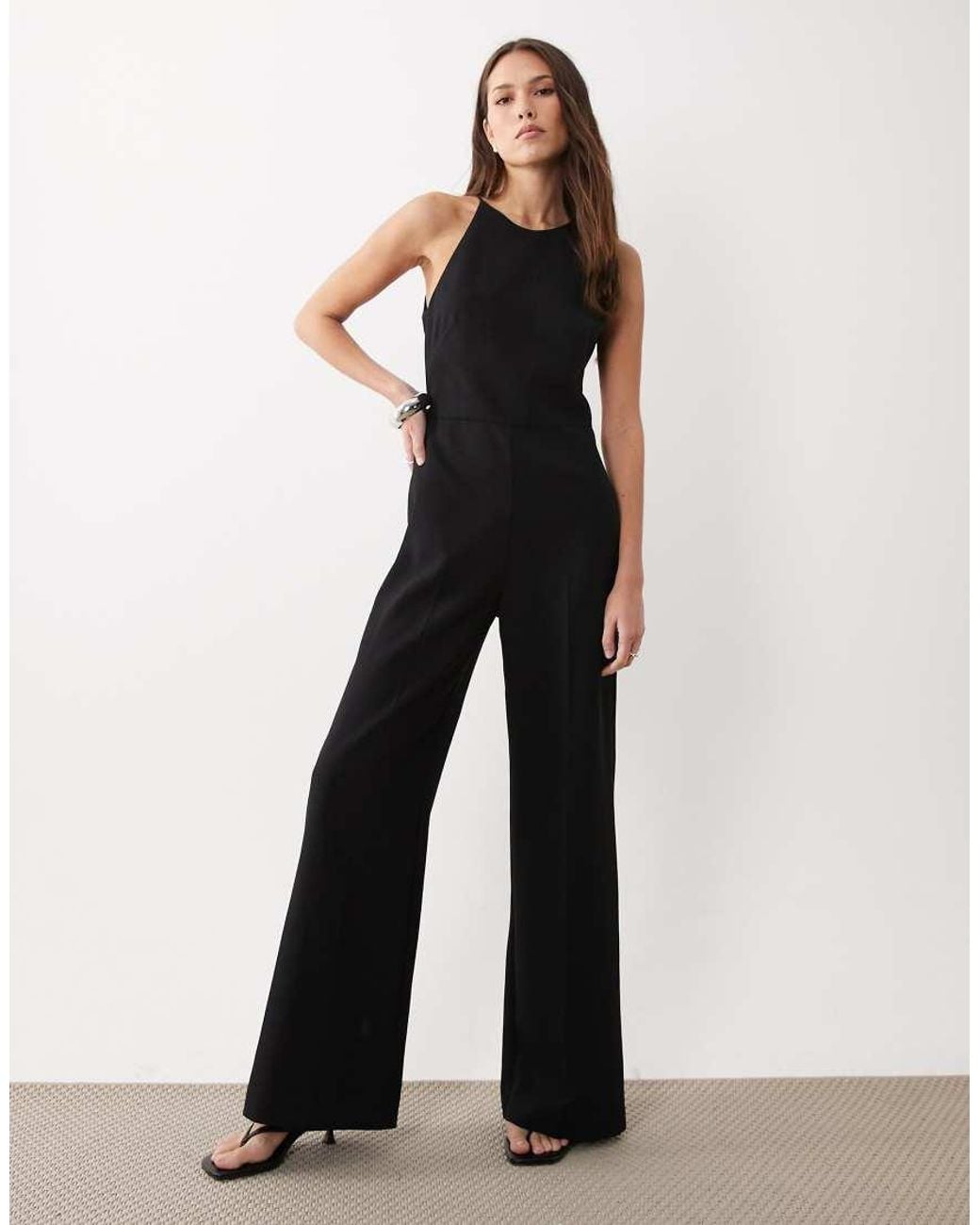 Mango White Halterneck Backless Jumpsuit