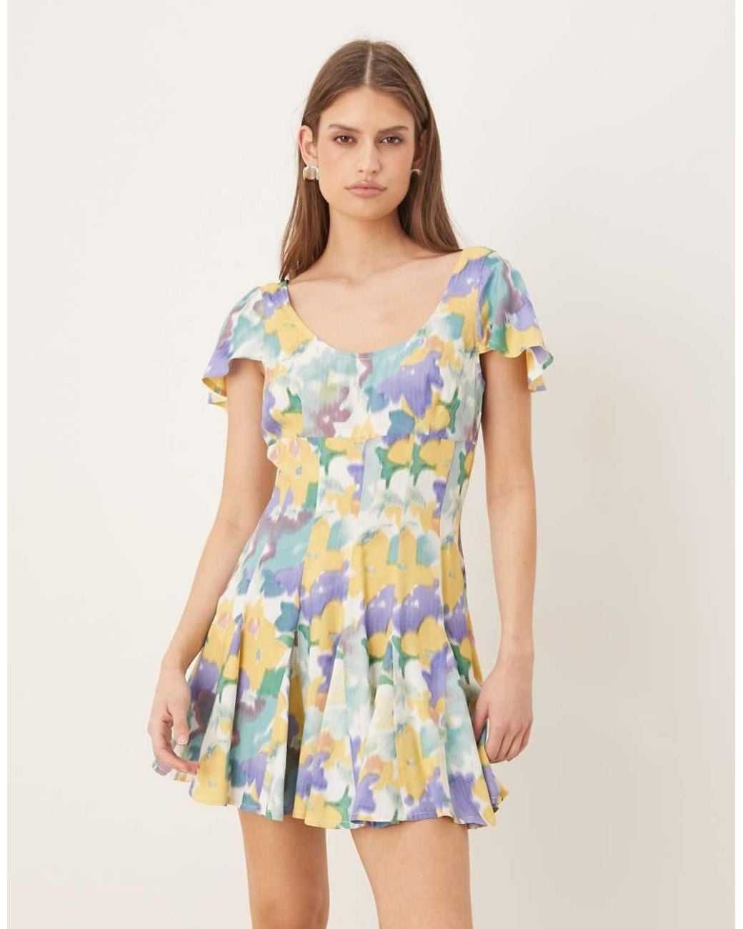 ASOS Mini Tea Dress With Godet Hem in White | Lyst UK