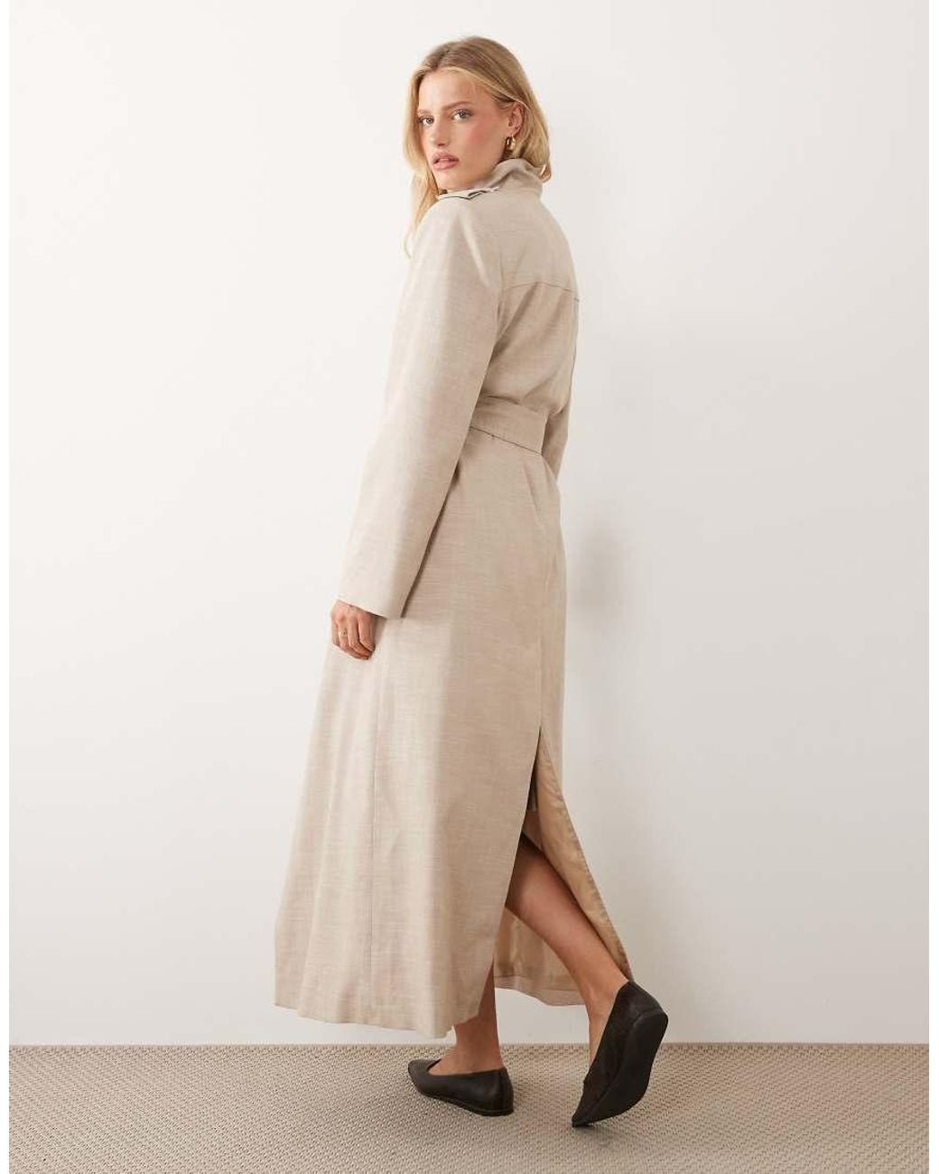 ASOS Natural Shoulder Pad Tailored Trench Coat
