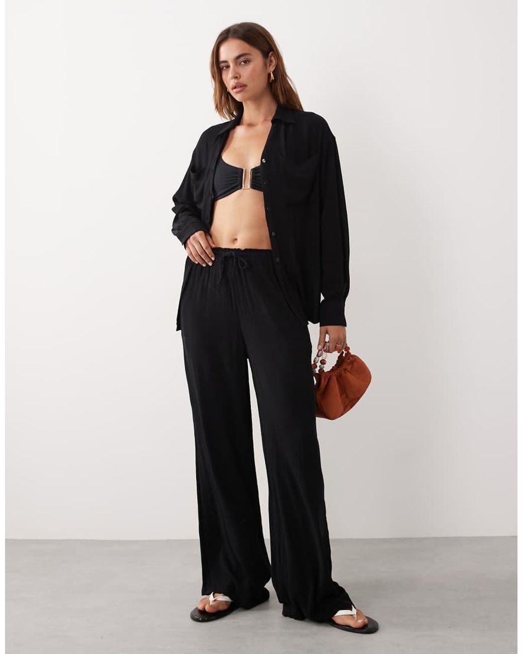 Brave Soul Black Textured Beach Trousers