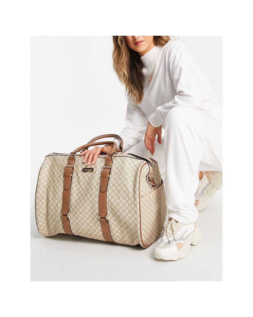 River Island Monogram Oversized Barrel Weekend Bag Lyst