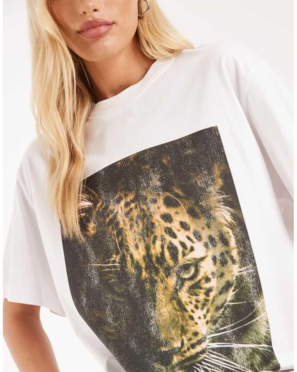 ASOS White Oversized T-shirt With Rapido Leopard Graphic