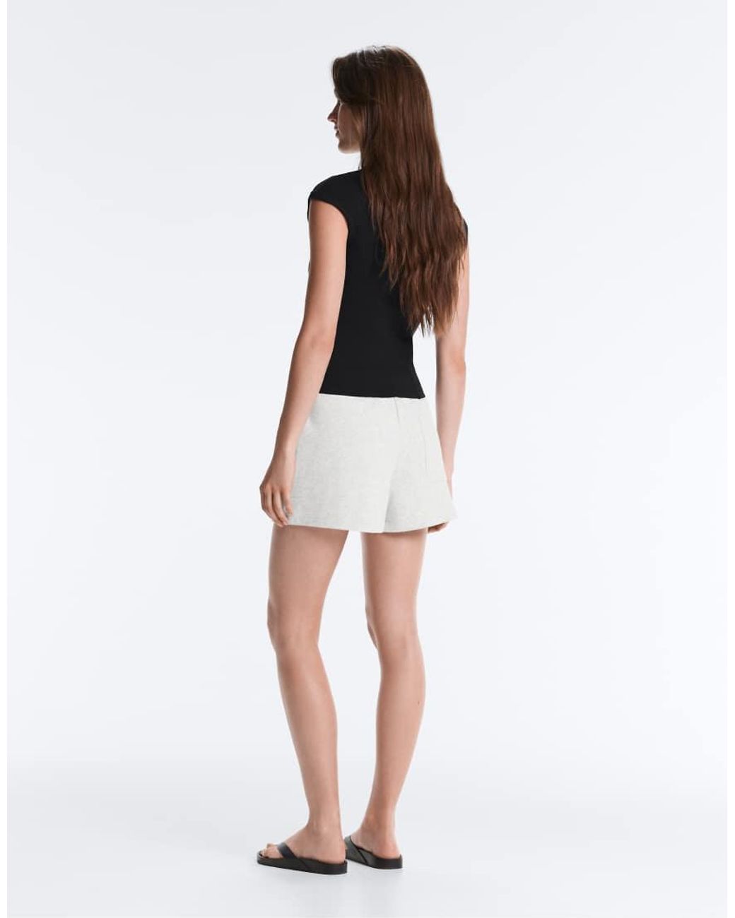 Oysho Black Short-sleeved Rib Top With Cotton And Modal