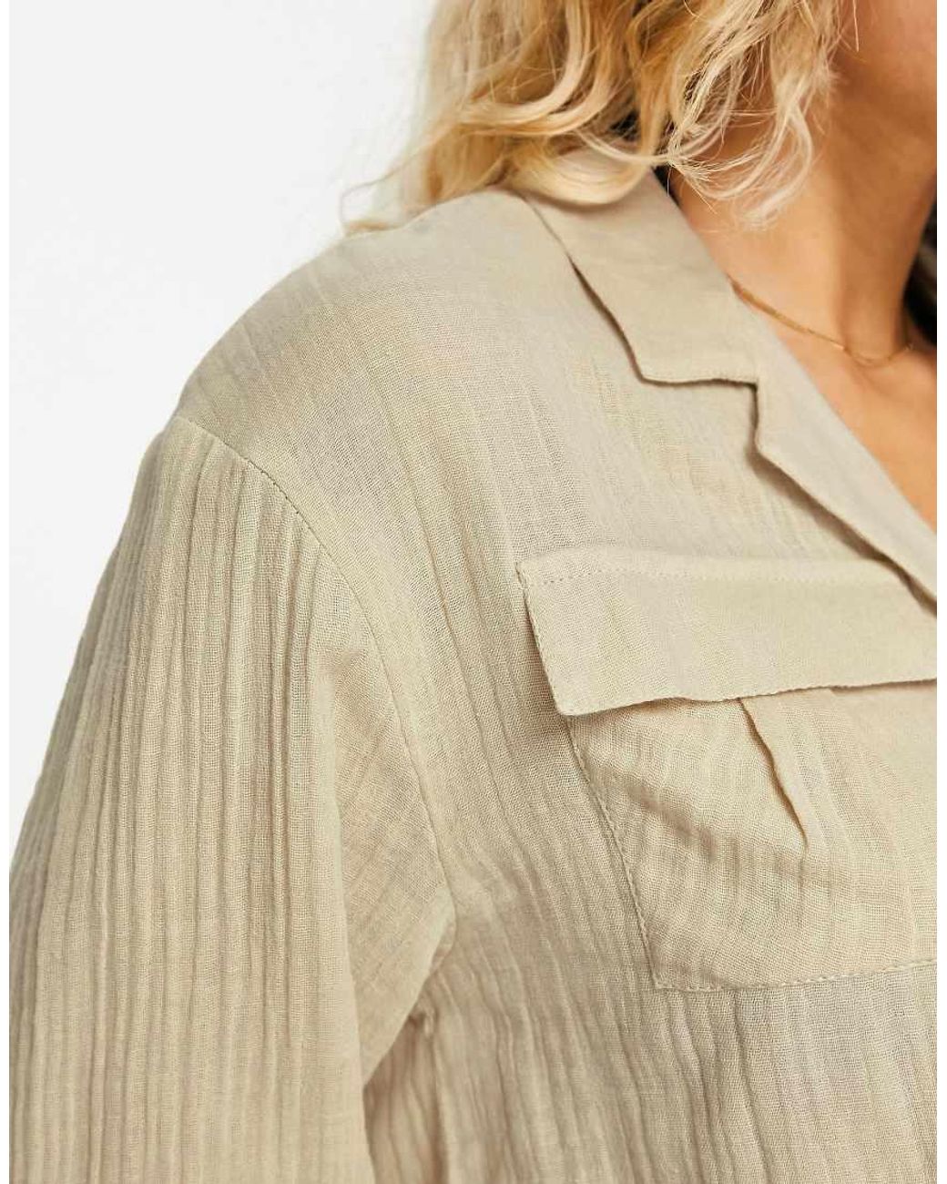ASOS Natural Pocket Oversized Beach Shirt