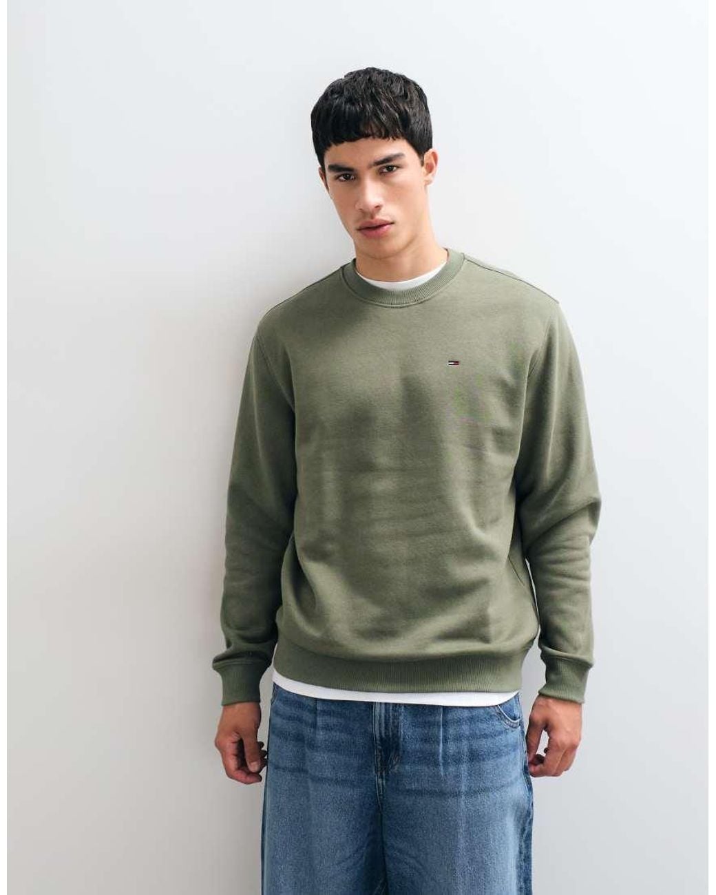 Tommy Hilfiger Green Flag Logo Crewneck Sweatshirt for men