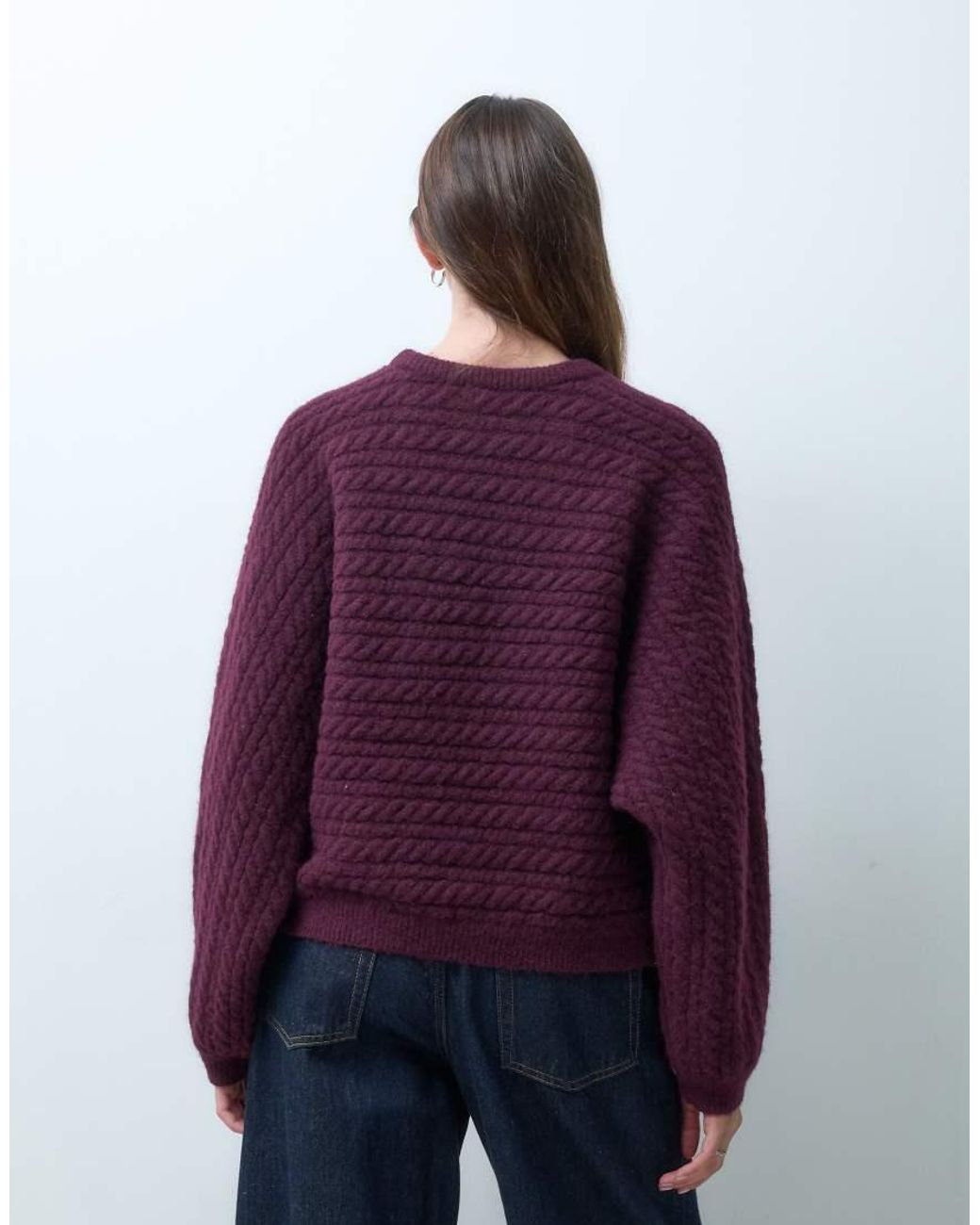 ASOS Purple Crew Neck Batwing Horizontal Cable Jumper