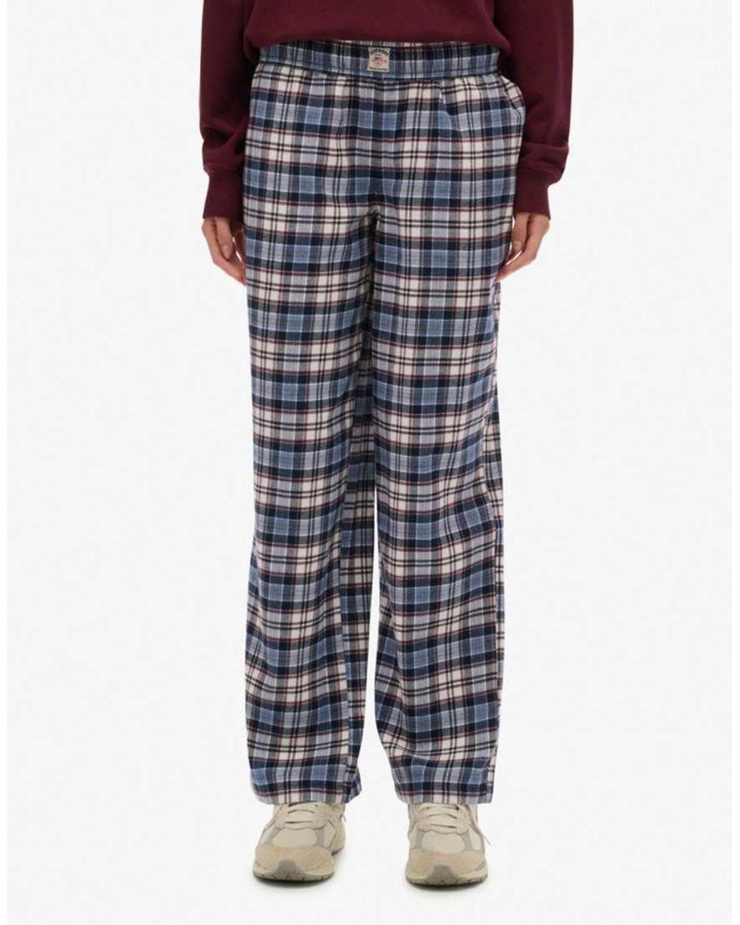 Superdry Red Cotton Check Elastic Trousers