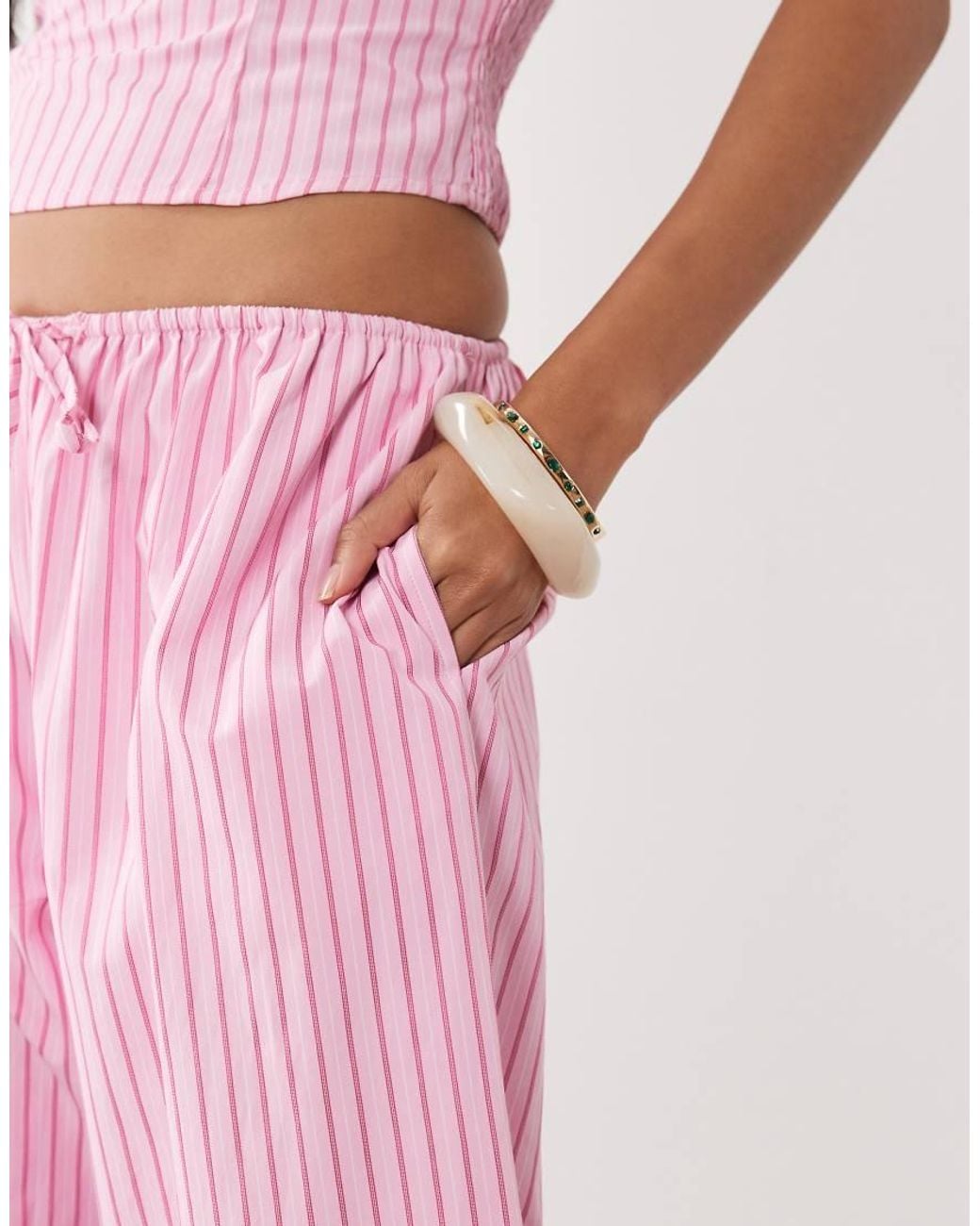 Missy Empire Pink Poplin Elasticated Waist Wide Leg Pants