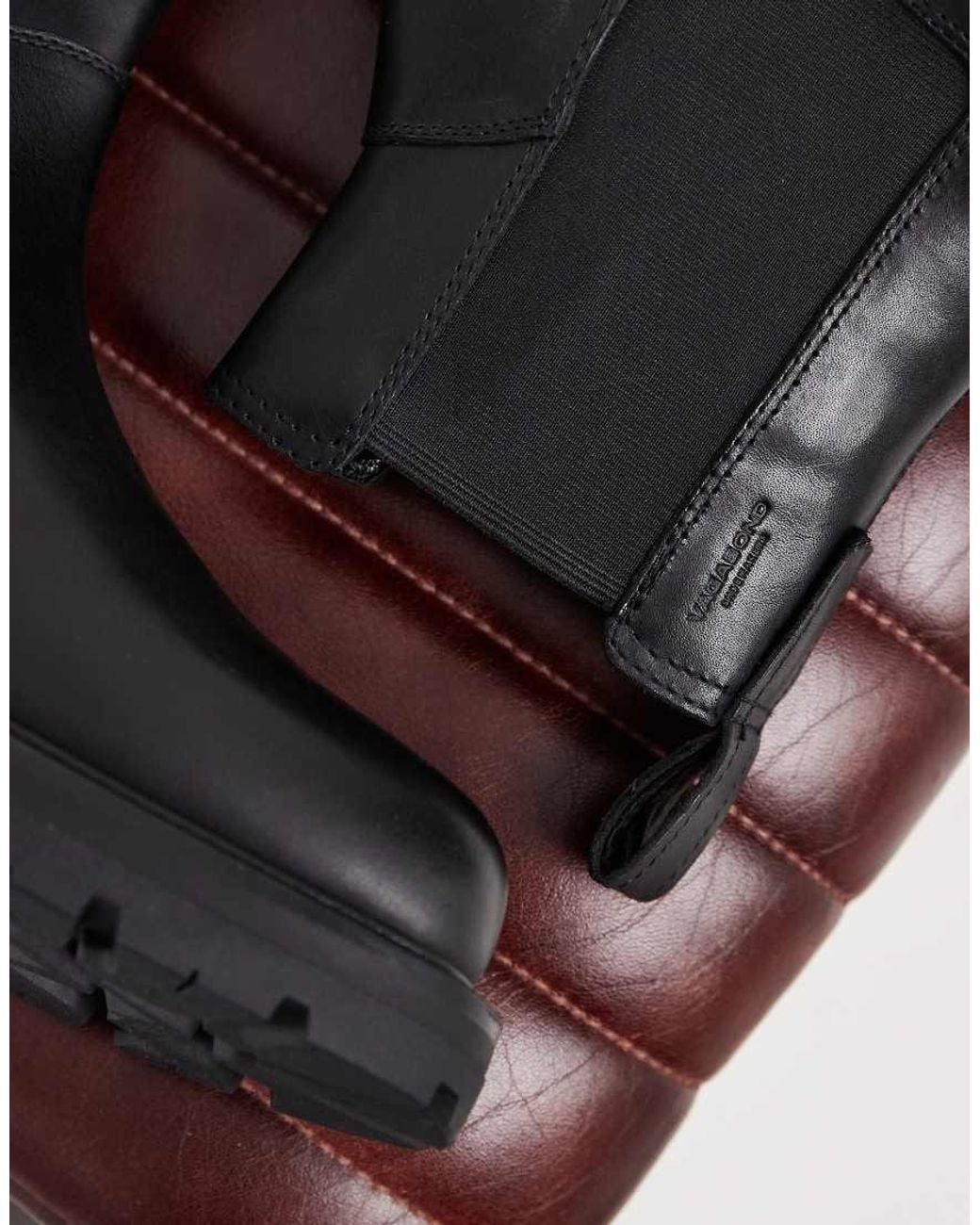 Vagabond Black Shoemakers Cameron Chunky Leather Chelsea Boots for men